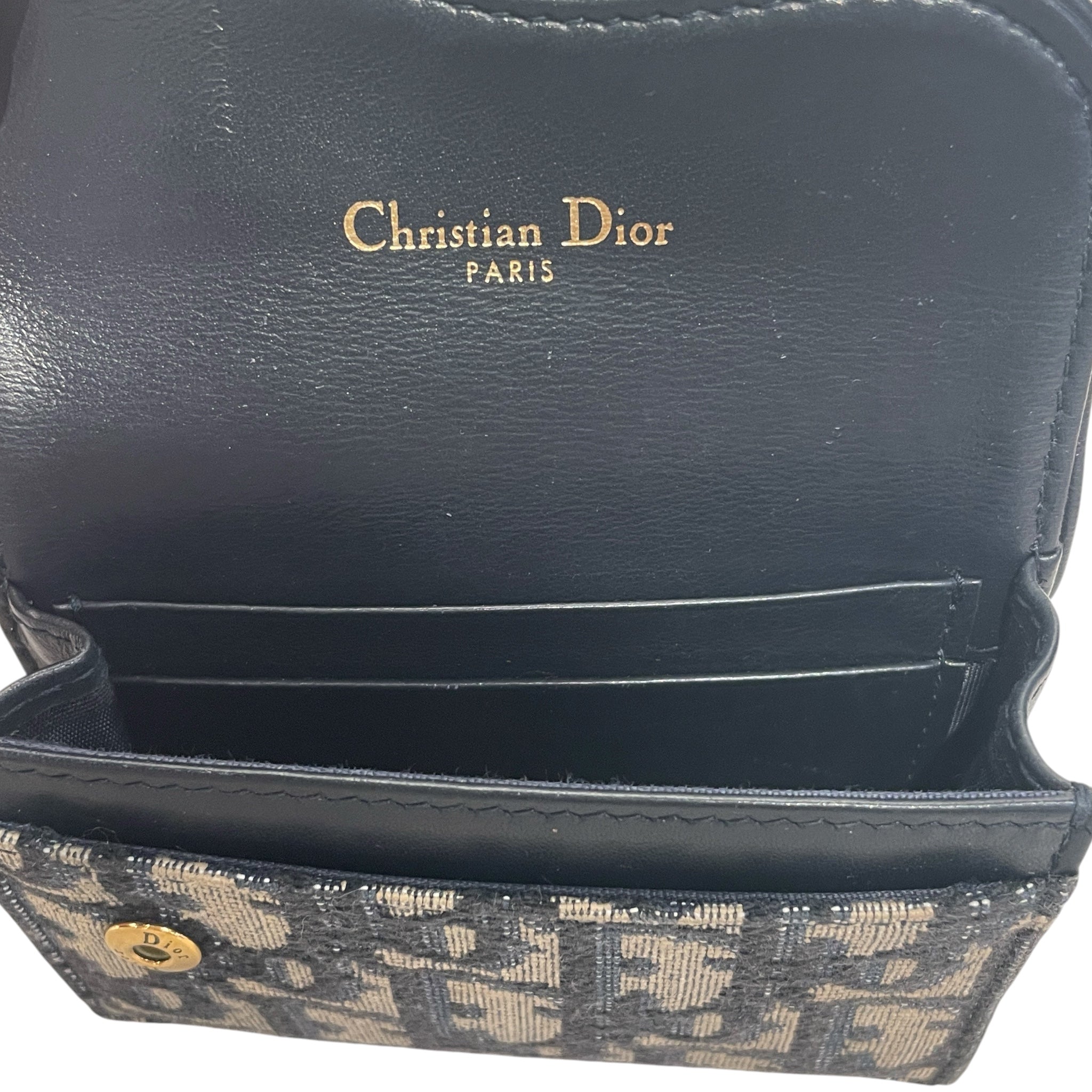 Christian Dior/Coin Wallet/Monogram/Cotton/BLU/L's/saddle bloom card holder view 6