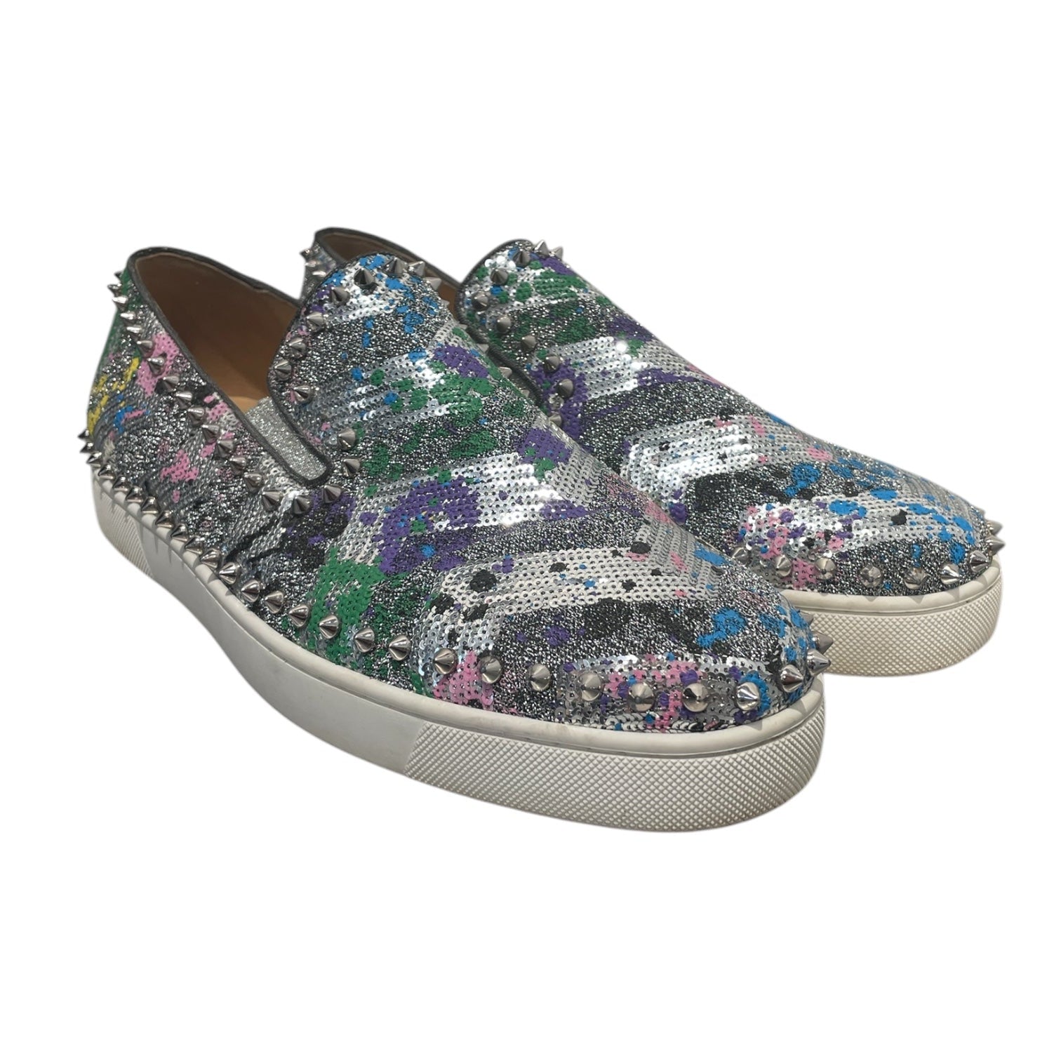 Christian Louboutin/Dress Shoes/US 9/All Over Print/Leather/MLT/STUDDED SEQUIN METALLIC view 1
