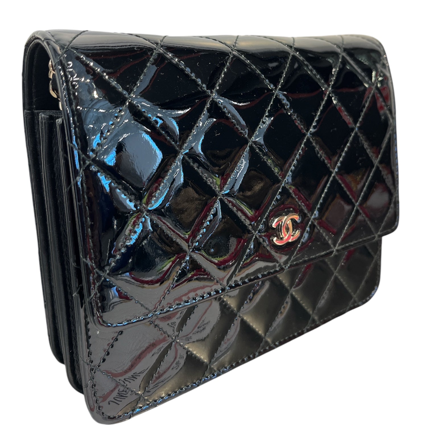 CHANEL/Bag/Leather/BLK/black patent leather view 4