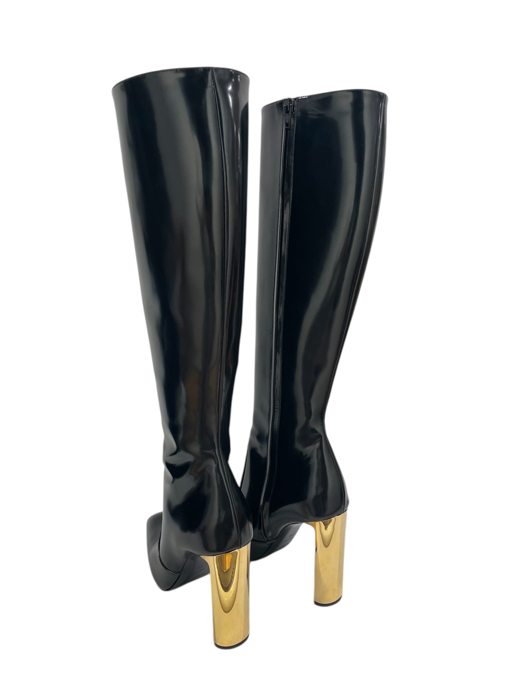 YVES SAINT LAURENT/Long Boots/US 6.5/Leather/BLK/YSL LONG BOOT BLK GLD HEEL view 2