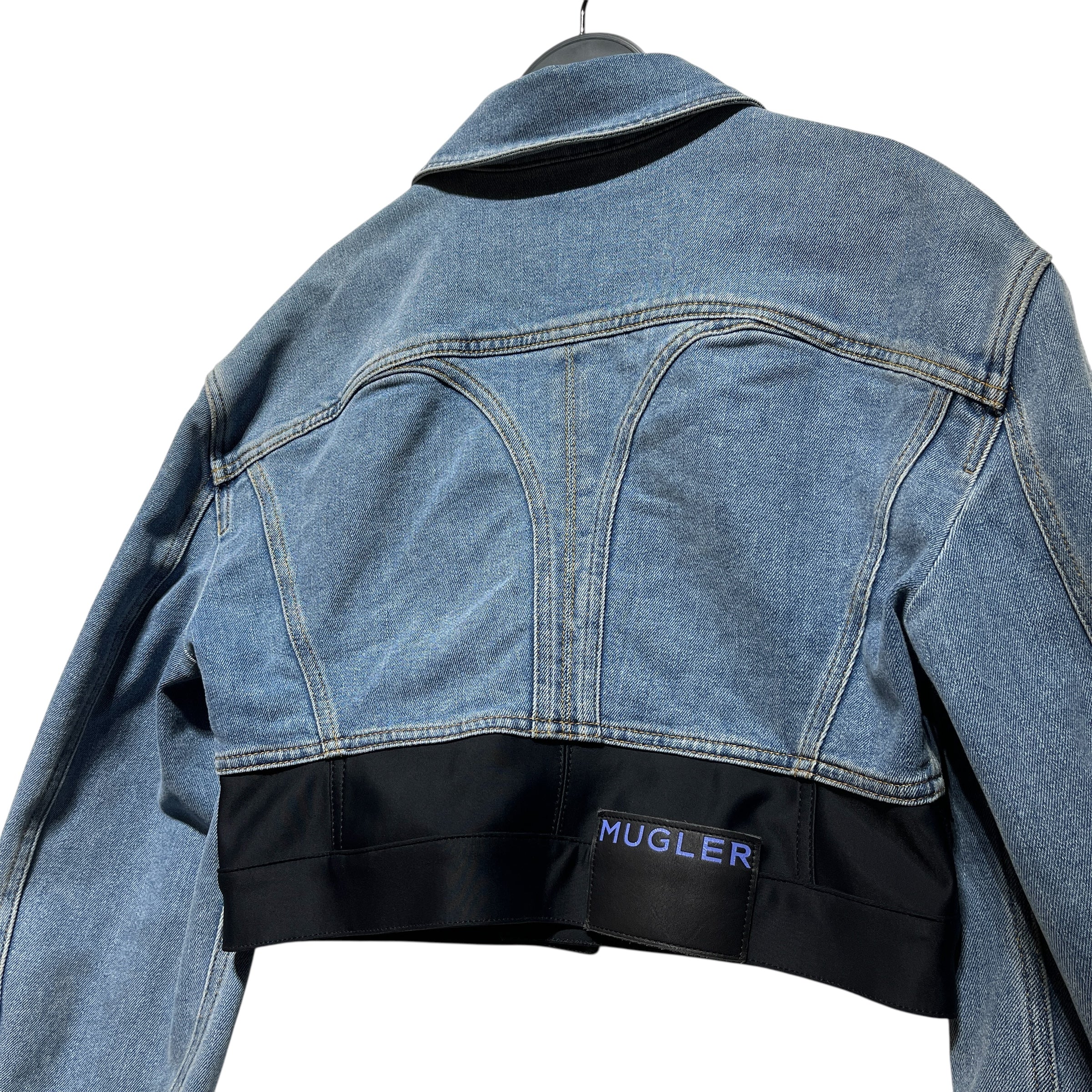 MUGLER/Denim Jkt/42/Denim/IDG/black colorblock/ cropped view 4