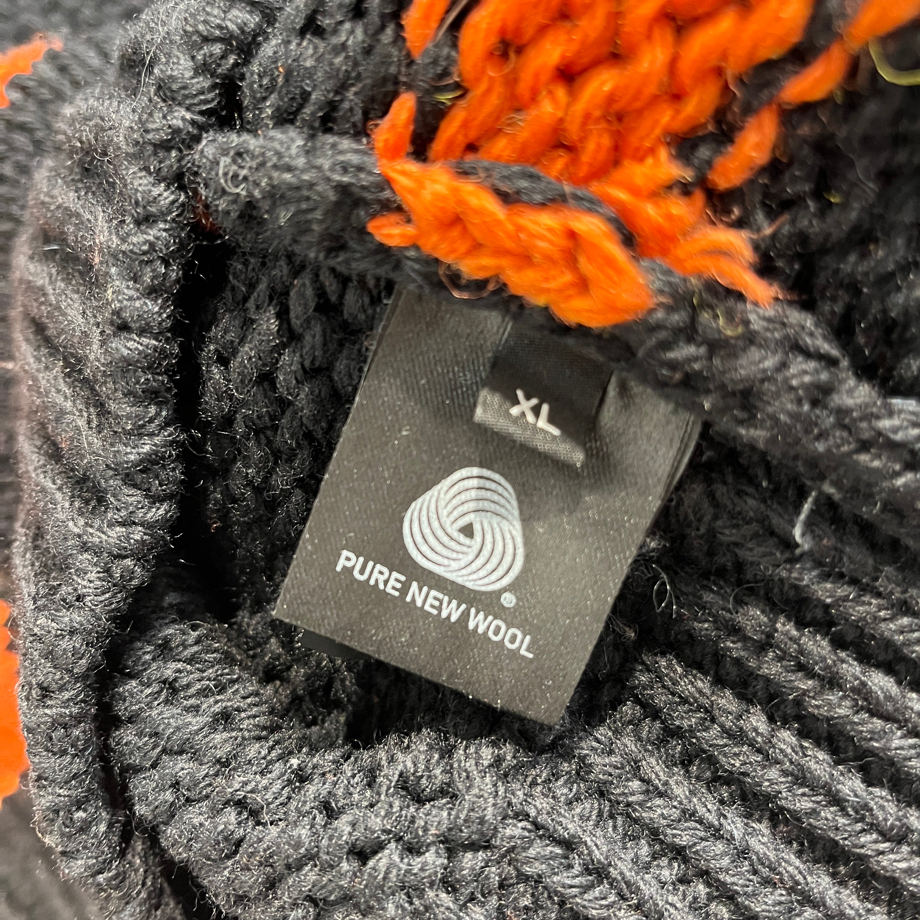 RAF SIMONS/Sweater/XL/Wool/BLK/Oversize/Orange Stripes view 4