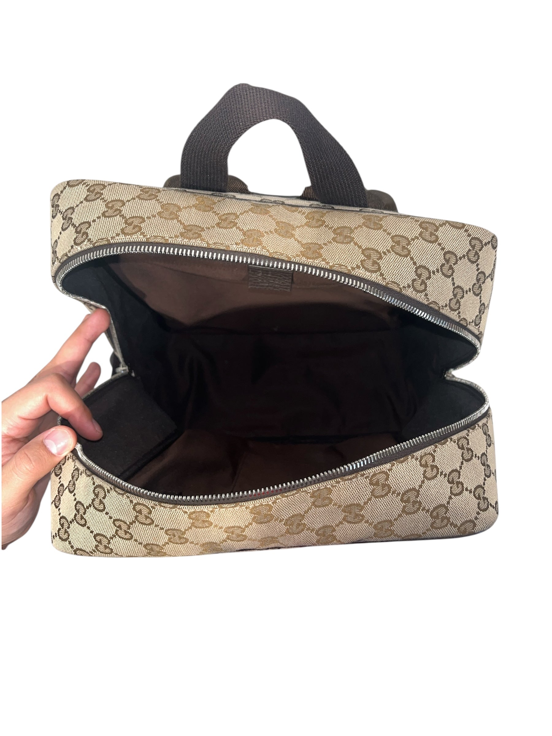 GUCCI/Backpack/Monogram/BEG/gg canvas top zip view 4