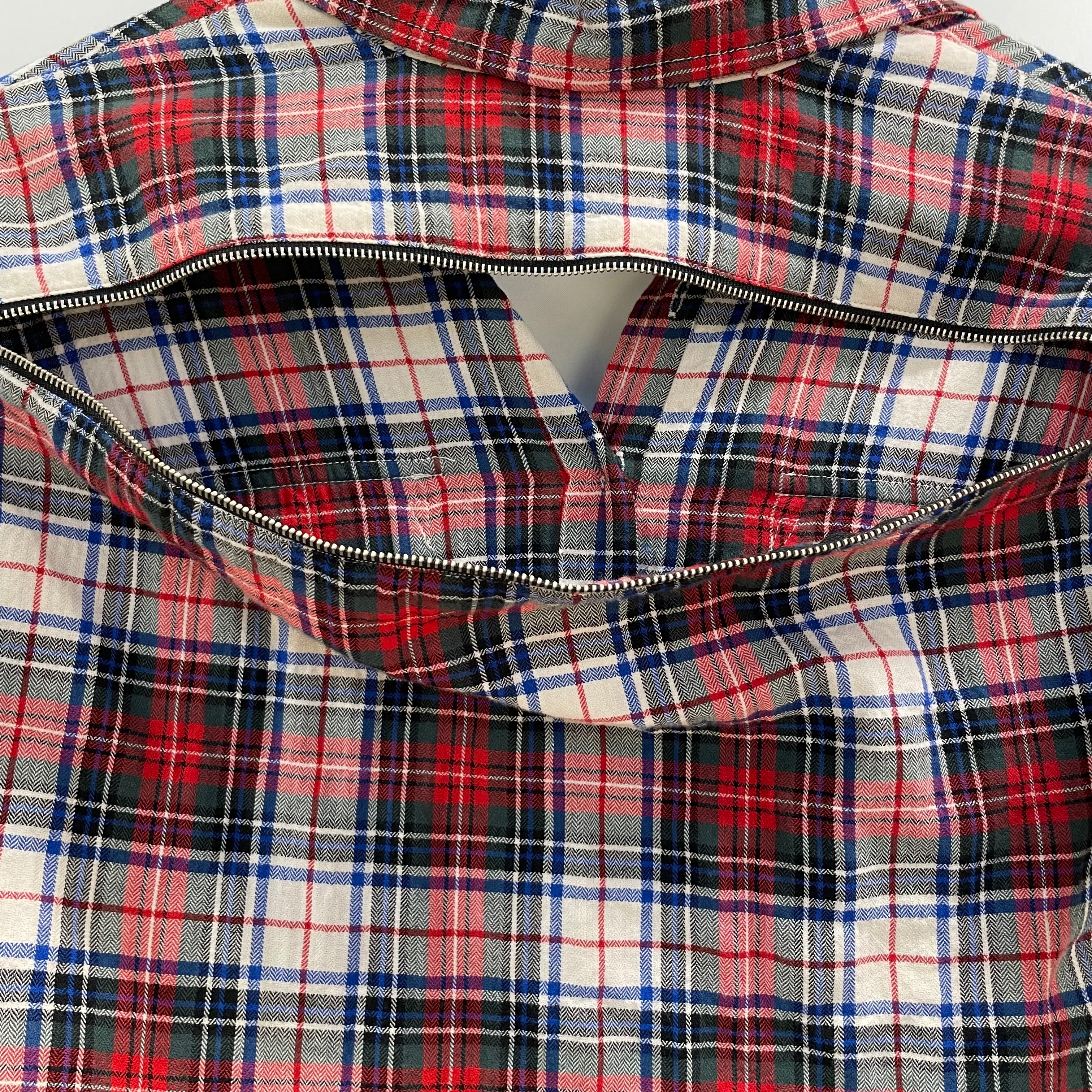 R13/Flannel Shirt/XS/Plaid/Cotton/RED/PLAID/BACK ZIPP/CRM/BLU/GRN view 5