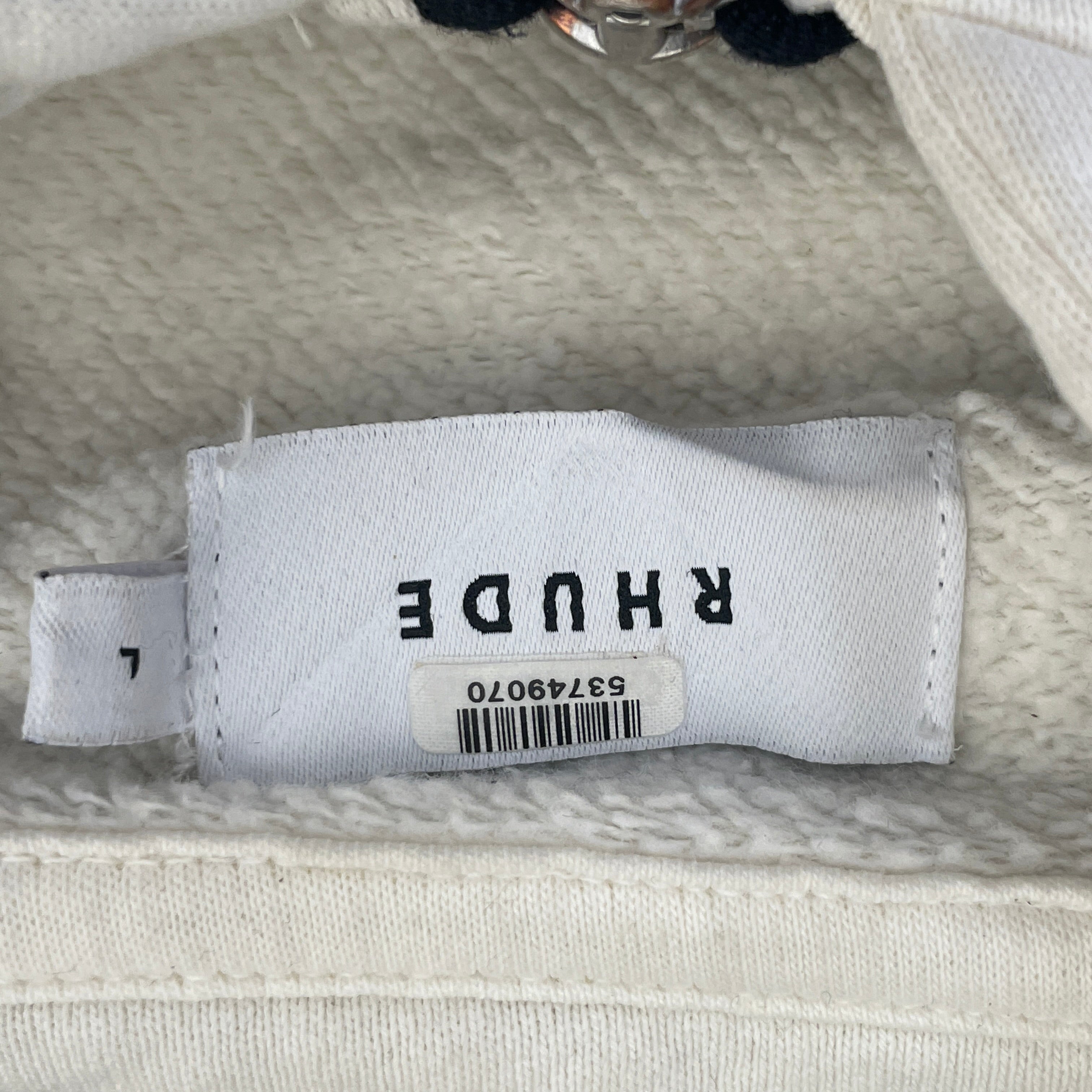RHUDE/Zip Up Hoodie/L/Cotton/CRM/ view 3