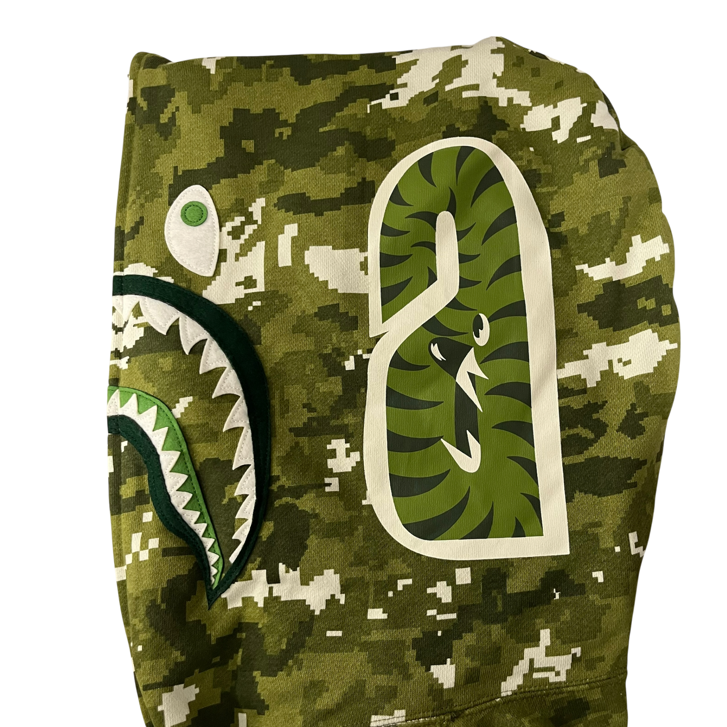 A BATHING APE/Zip Up Hoodie/XXL/Camouflage/Cotton/GRN/digi camo shark zip view 8
