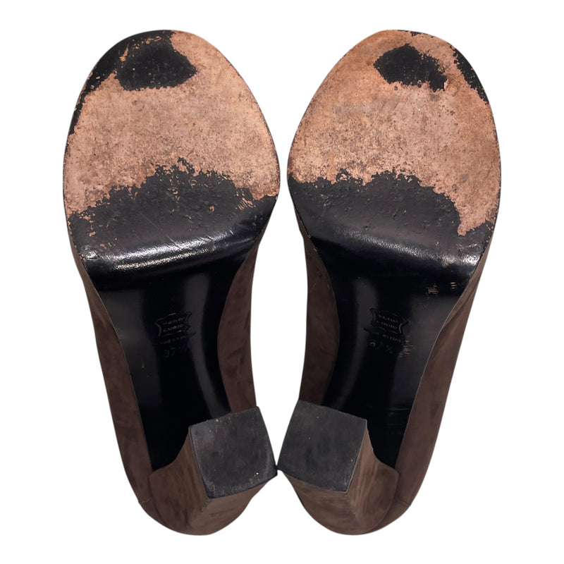 LANVIN/Heels/EU 37.5/Suede/BRW/PEEP TOE HEELS