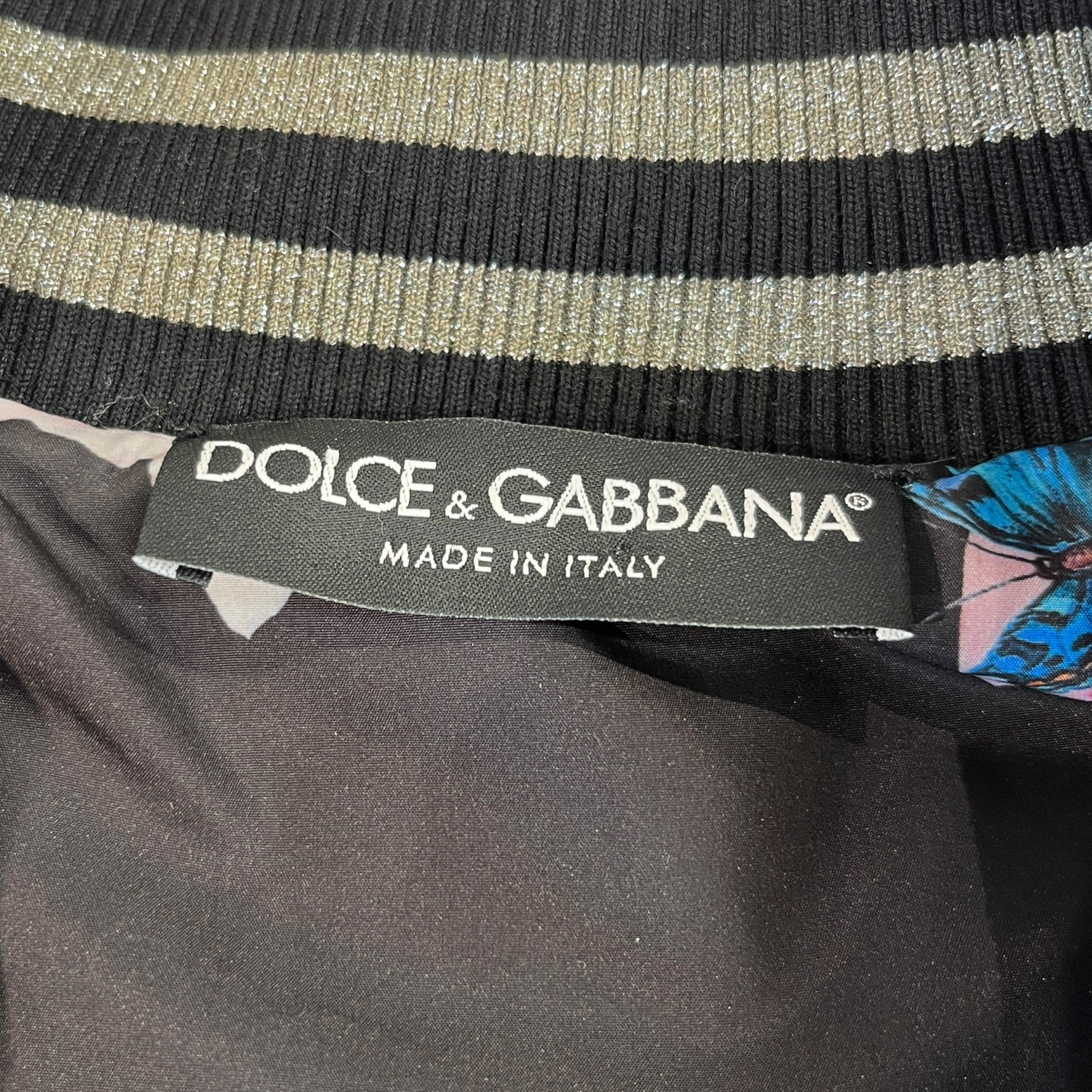 DOLCE&GABBANA/Quilted Jkt/36/All Over Print/Cotton/BLK/Single Breasted/Amore Bomber Jacket view 3