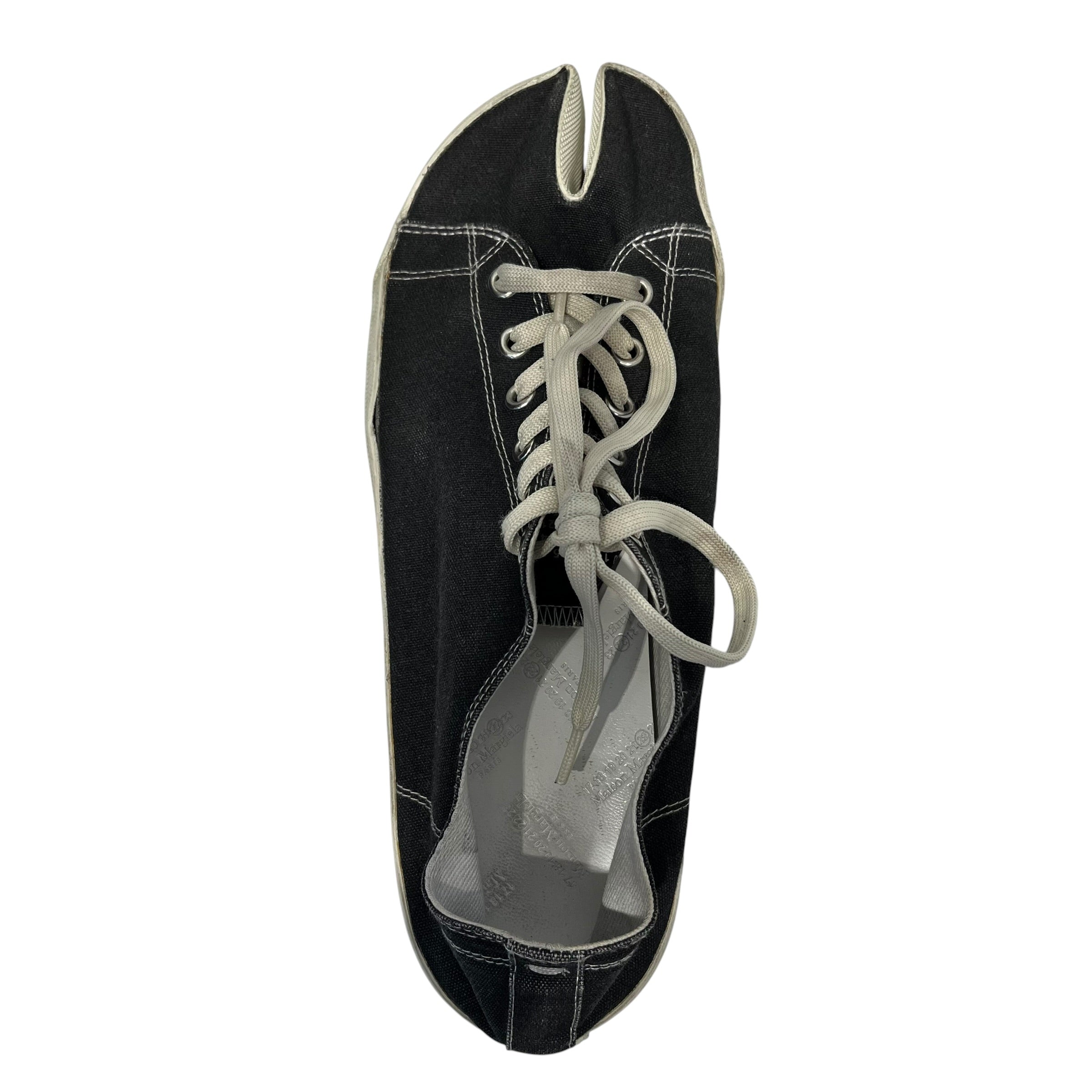 Maison Margiela/Low-Sneakers/US 13/Cotton/BLK/Canvas Tabi Sneaker Logo Side view 3