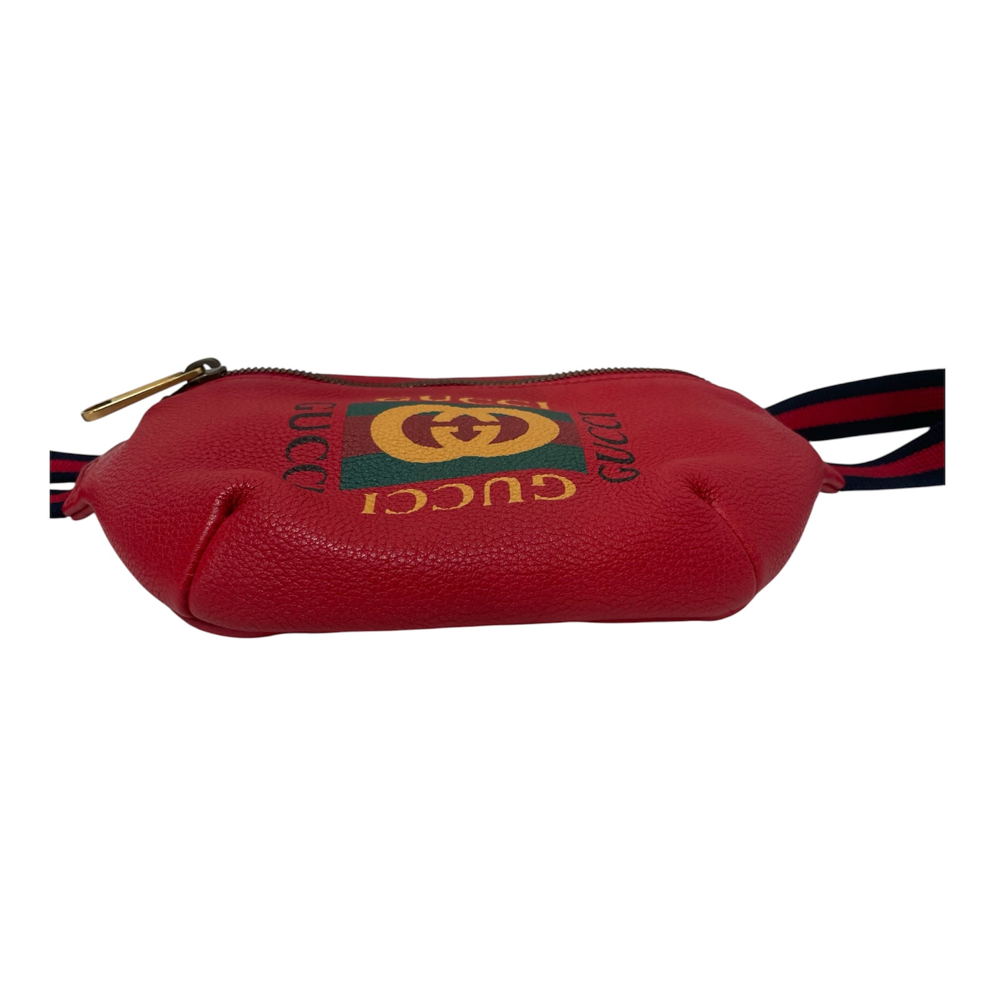 GUCCI/Fanny Pack/Leather/RED/retro print belt bag view 3