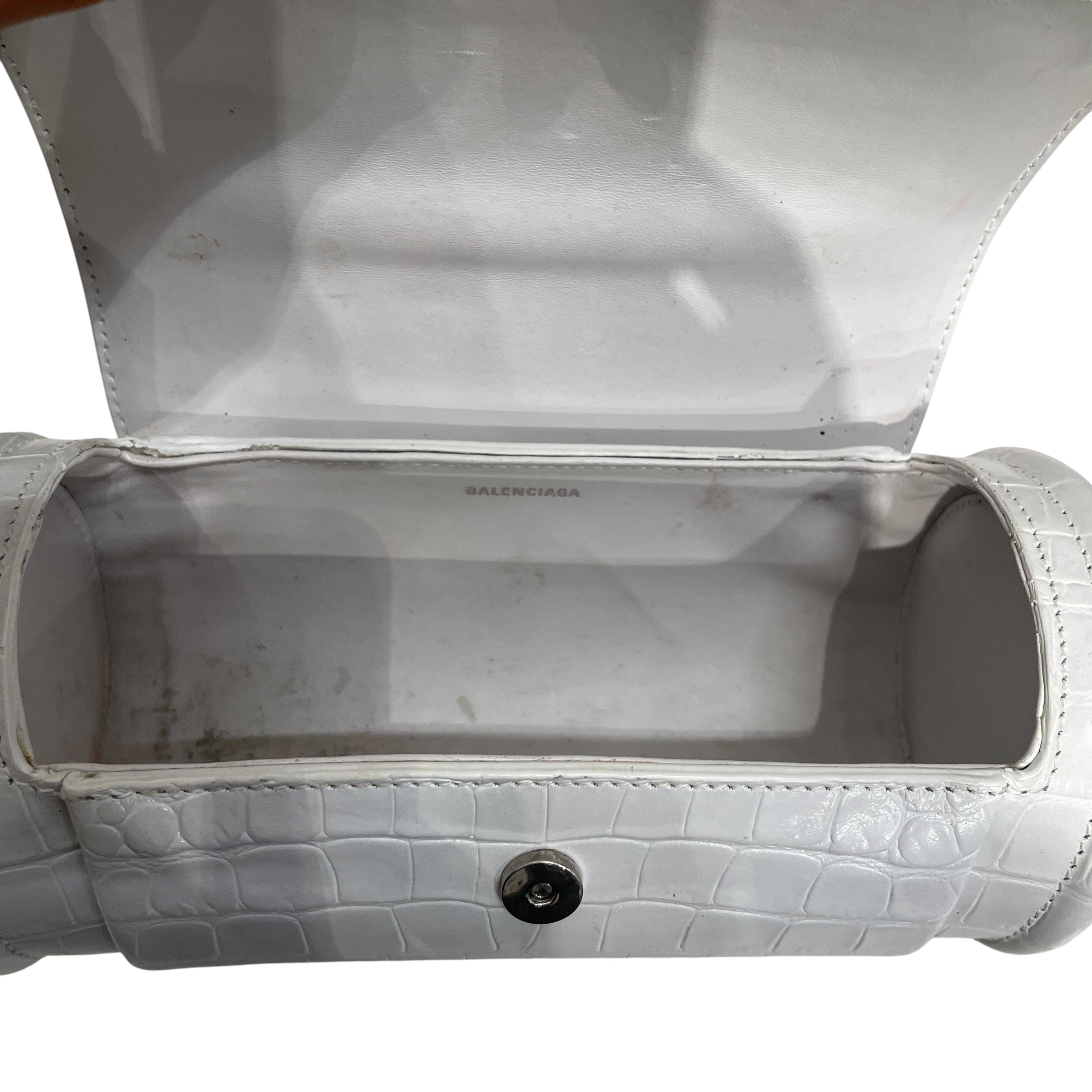 BALENCIAGA/Hand Bag/Leather/WHT/CROC SKIN BARREL BAG view 6