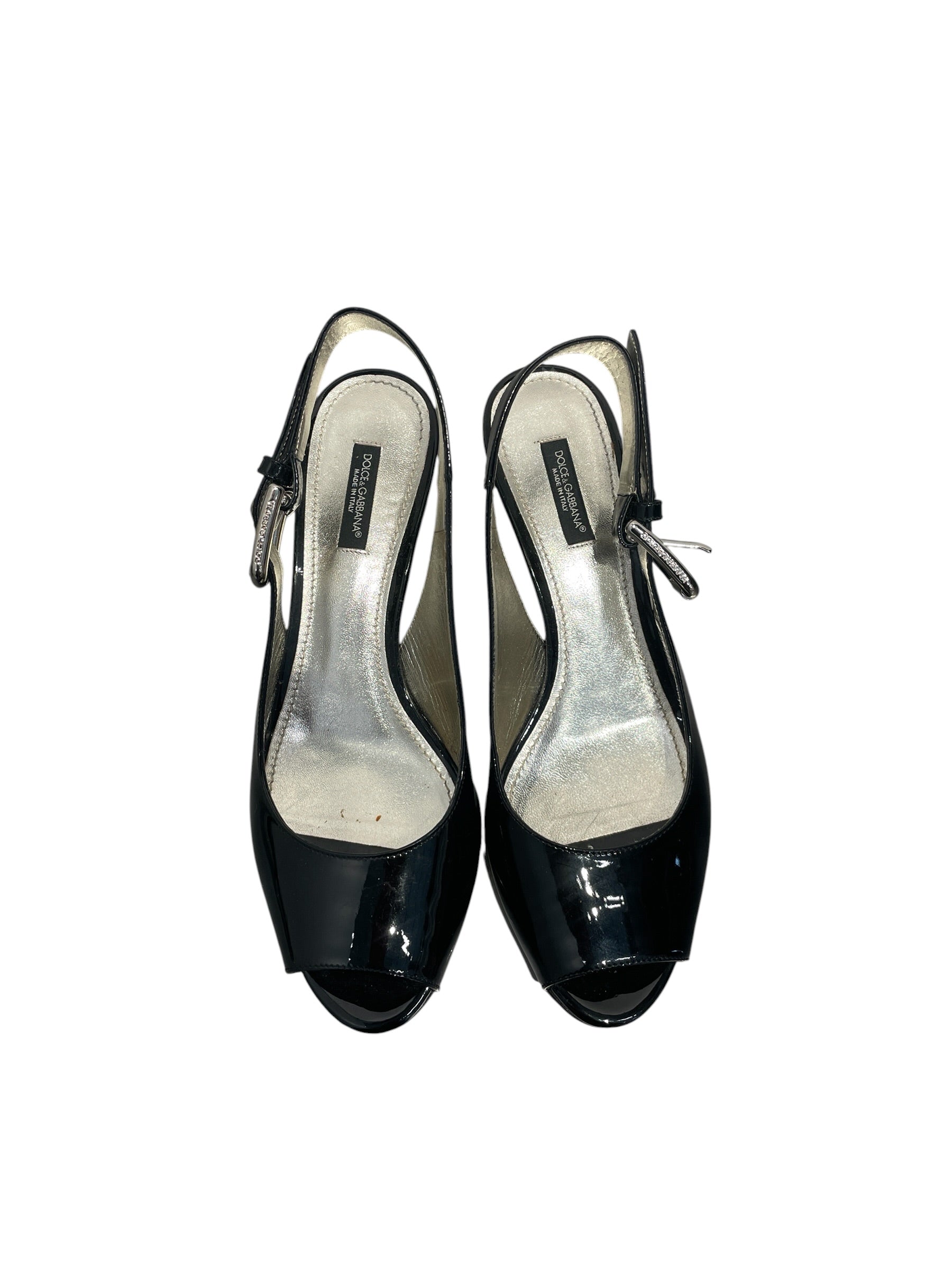 DOLCE&GABBANA/Heels/EU 38/BLK/PATENT LEATHER BUCKLE DETAIL view 3