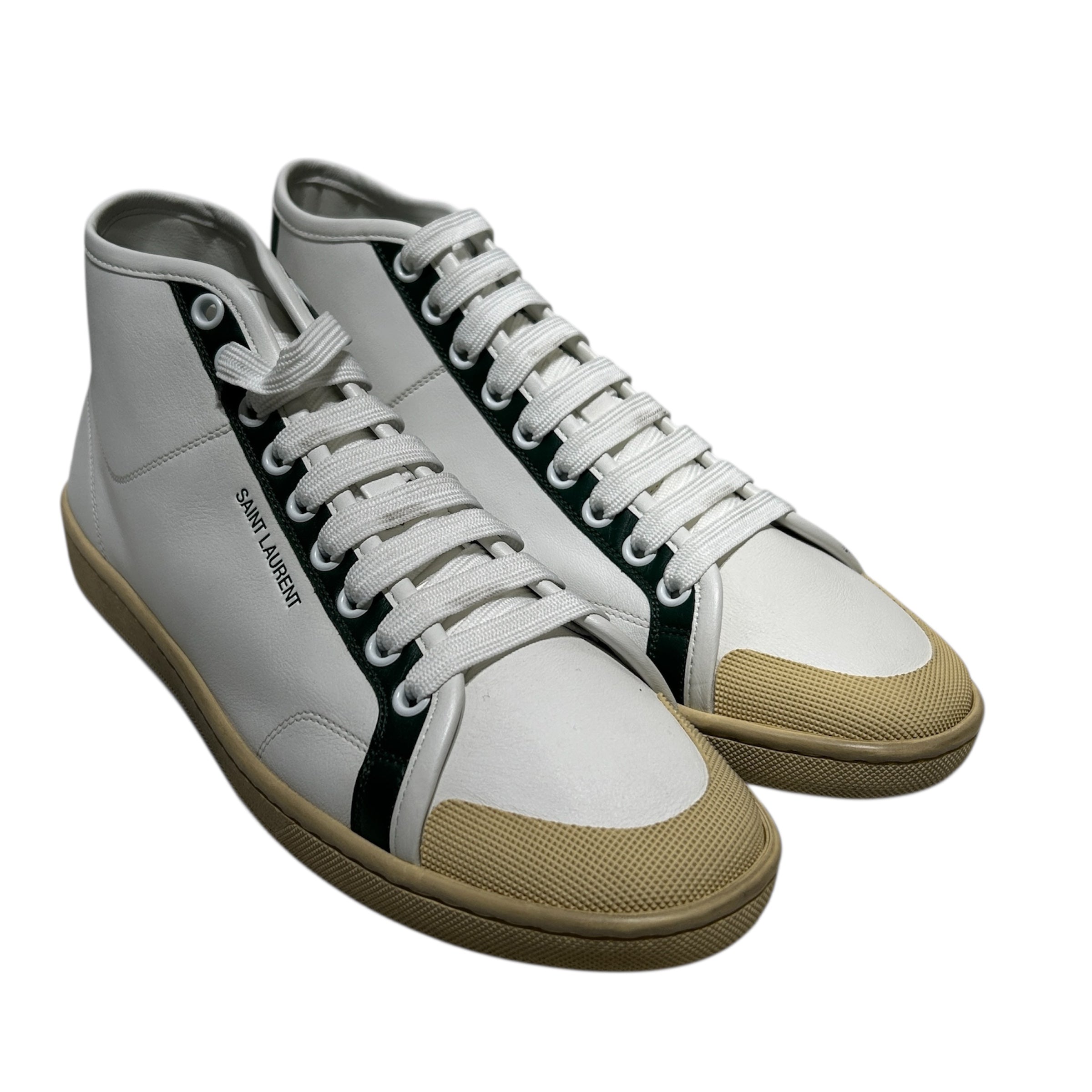 SAINT LAURENT/Hi-Sneakers/EU 38/Leather/WHT/COURT/ HIGH/ GRN view 1
