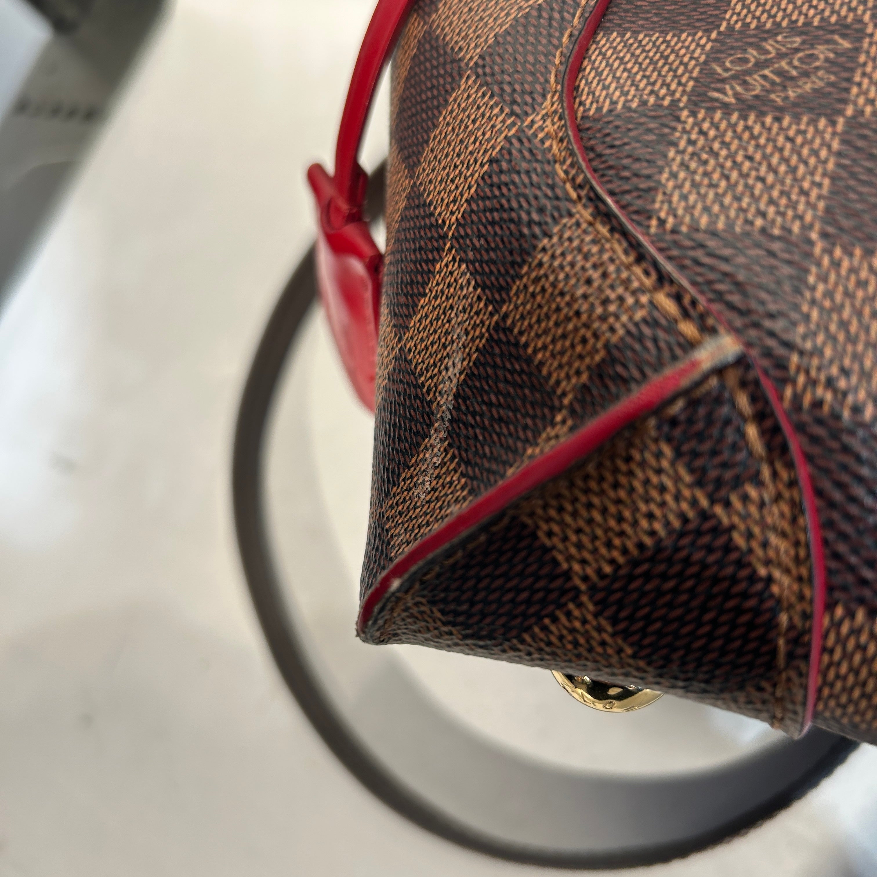 LOUIS VUITTON/Tote Bag/Plaid/Leather/BRW/damier ebene caissa view 9