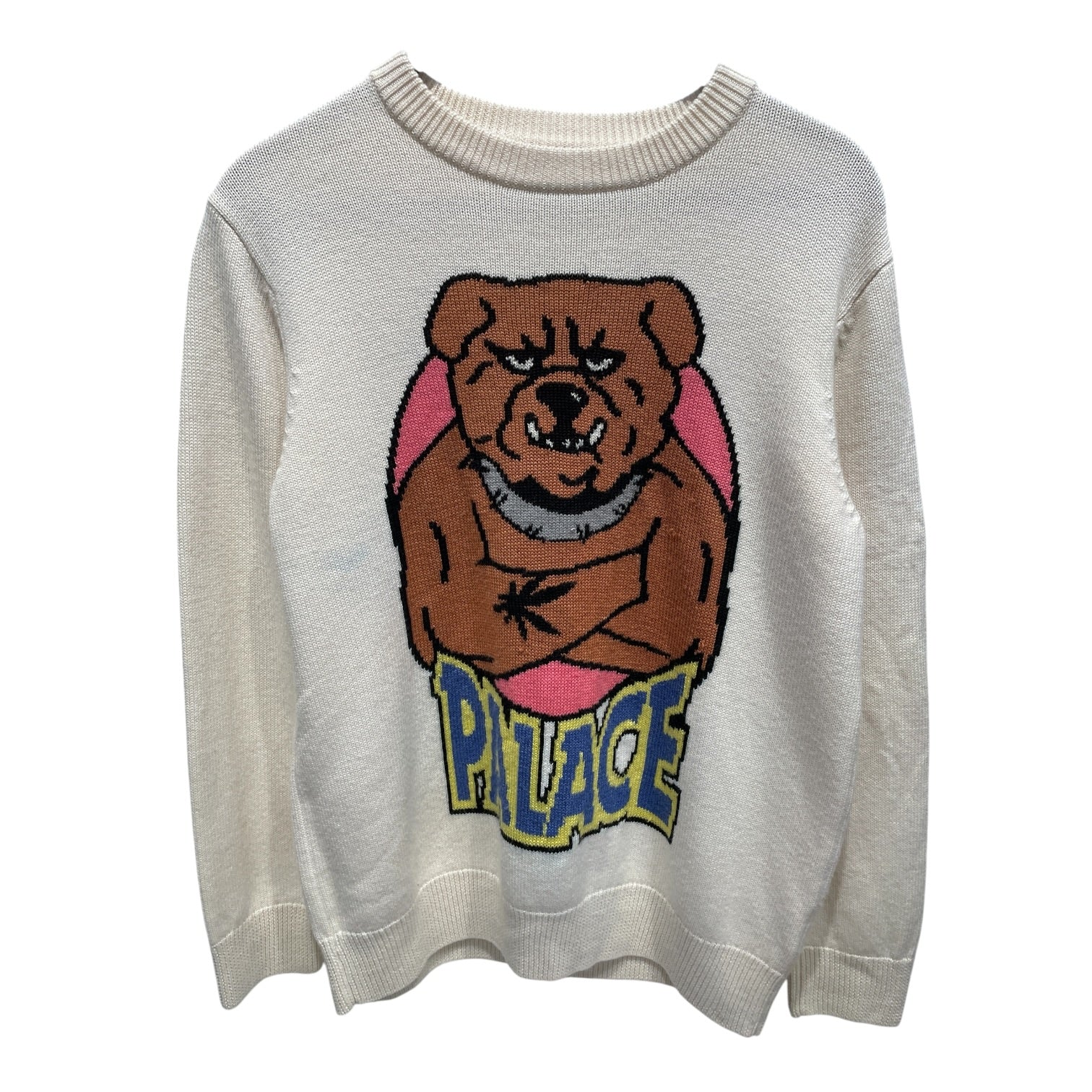 PALACE/Sweater/L/Cotton/CRM/Bulldog Knit Off White Sweater view 1
