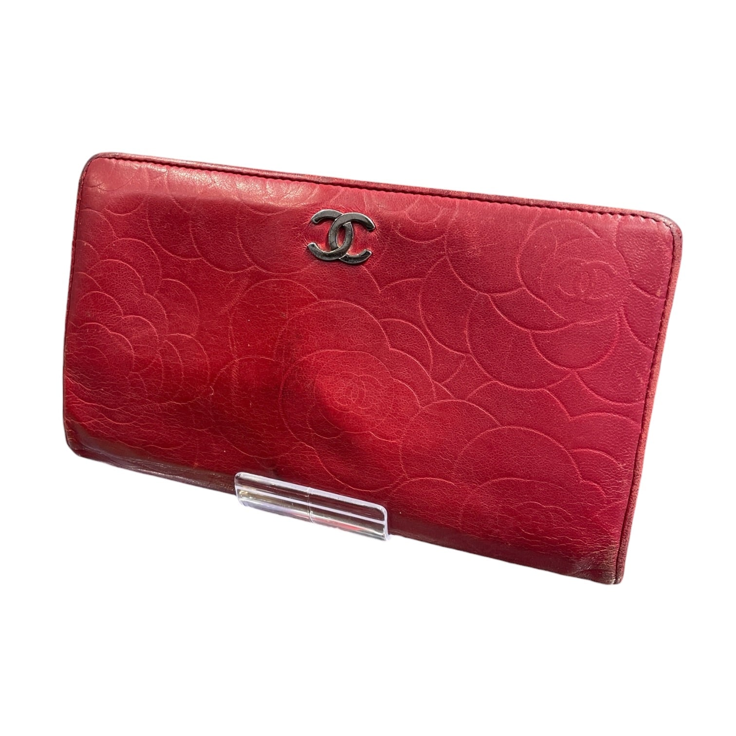 CHANEL/Wallet/Floral Pattern/Leather/BRD/Camellia AS IS view 1