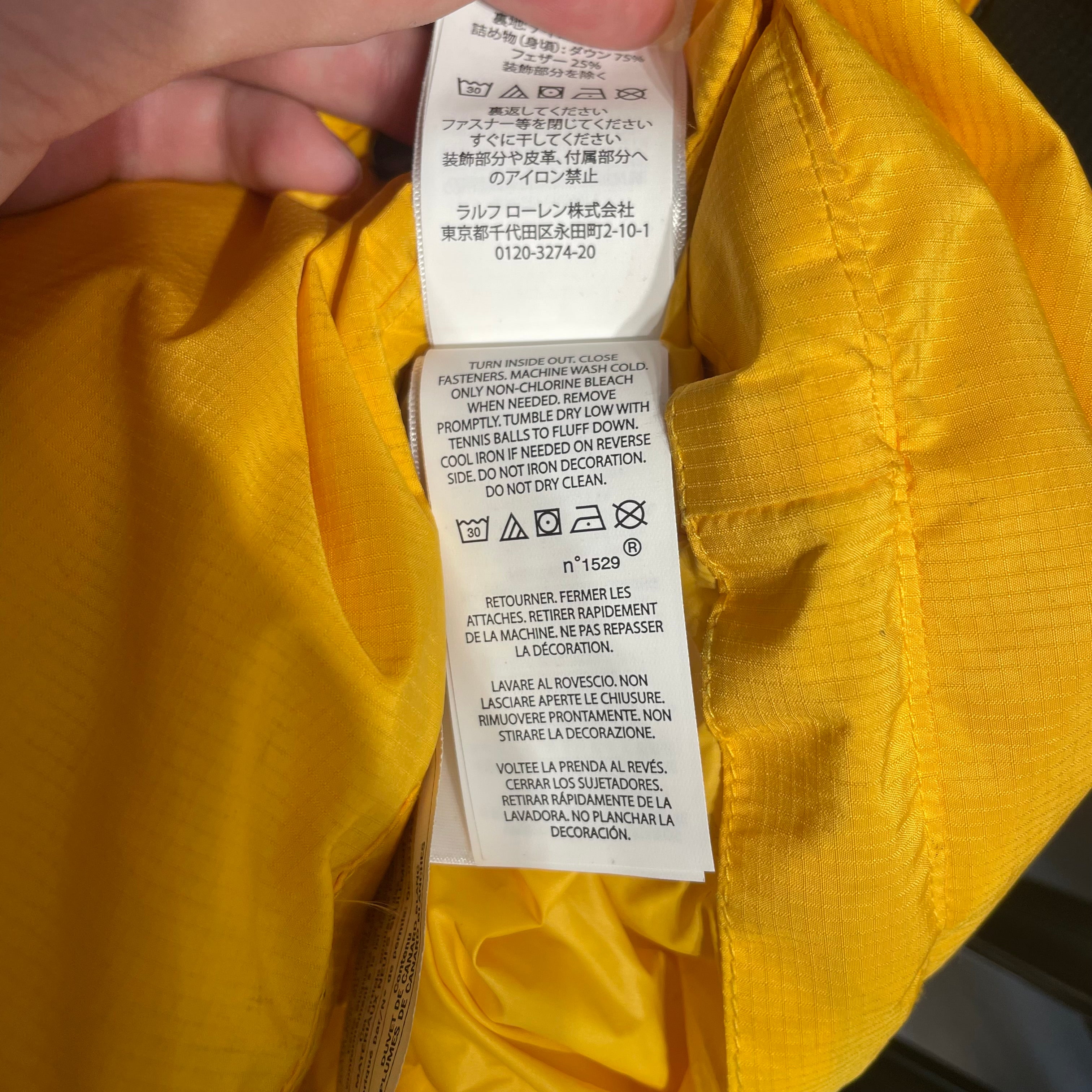 POLO RALPH LAUREN/Puffer Jkt/XL/Polyester/YEL/DOWN WITH LARGE LOGO view 4
