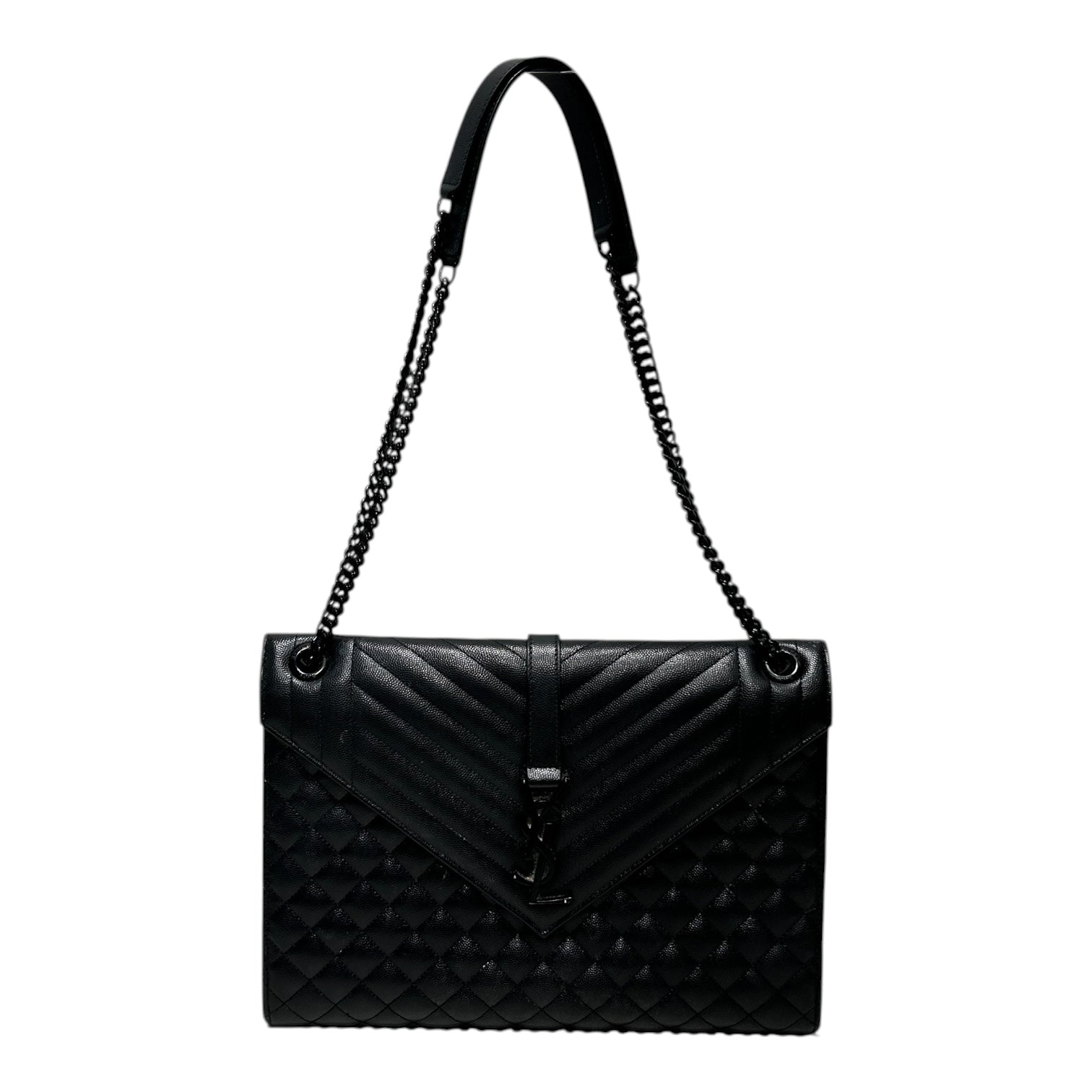 SAINT LAURENT/Hand Bag/Leather/BLK/LARGE ENVELOPE TRIQUILT ALLBLK view 1