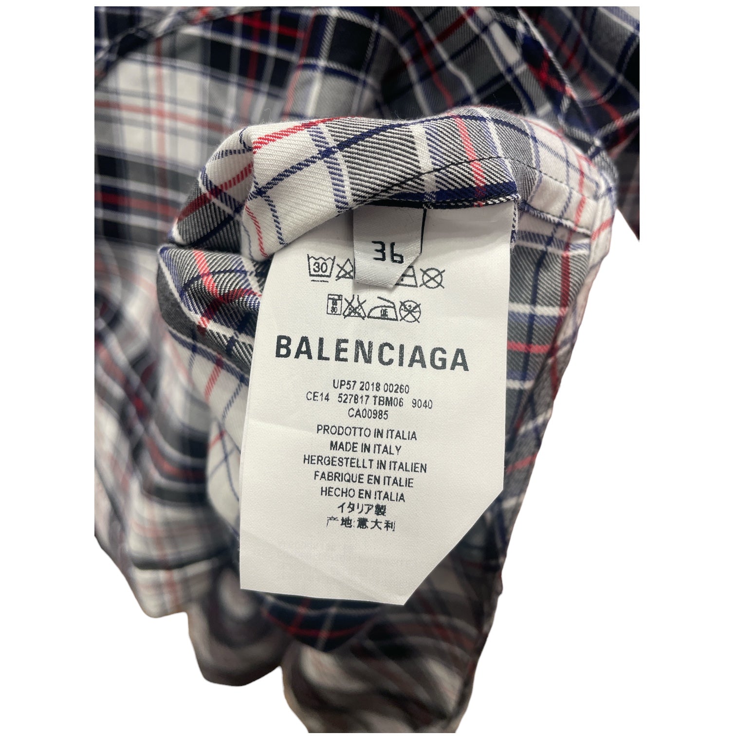 BALENCIAGA/Flannel Shirt/36/WHT/Plaid/red black white view 4