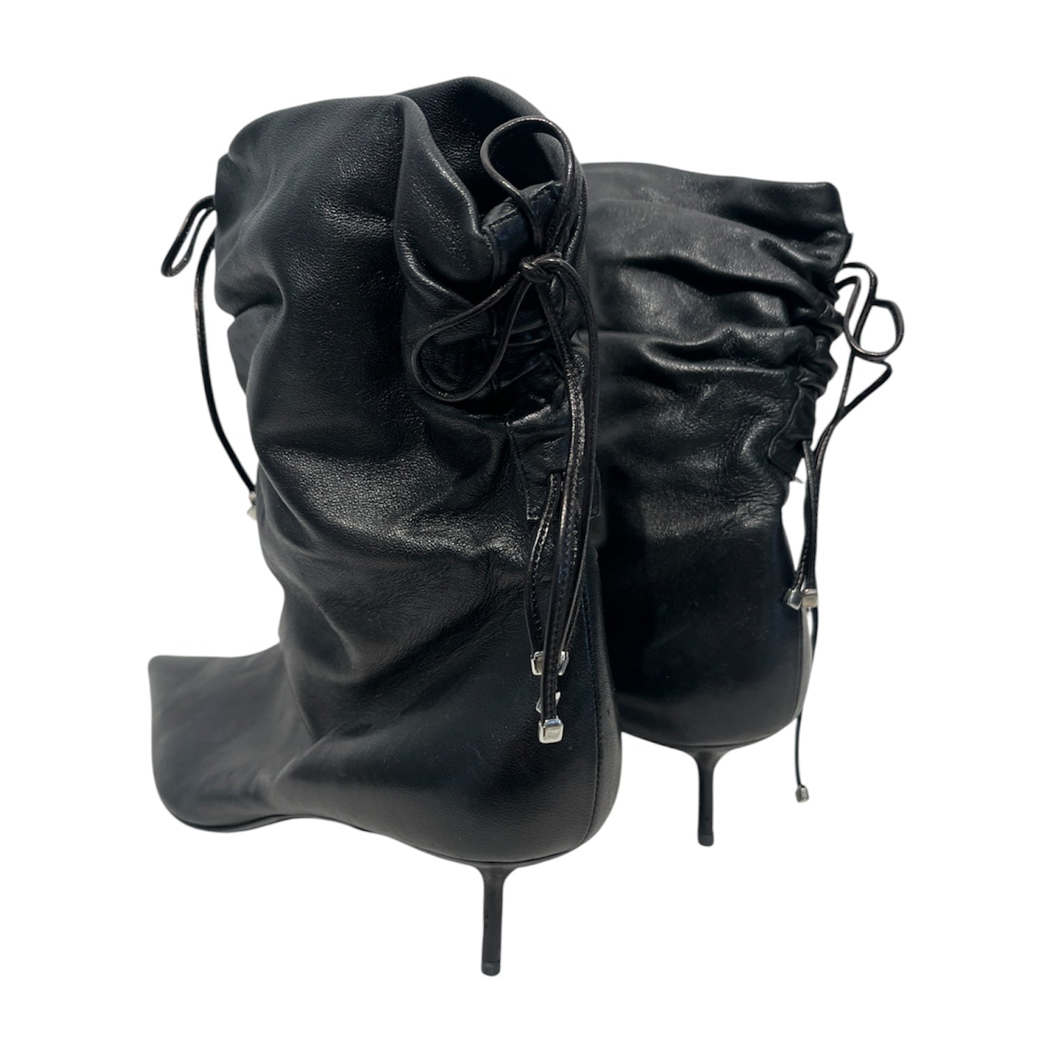 DOLCE&GABBANA/Boots/EU 42/Leather/BLK/POINTED TOE BLACK STRINGS view 2