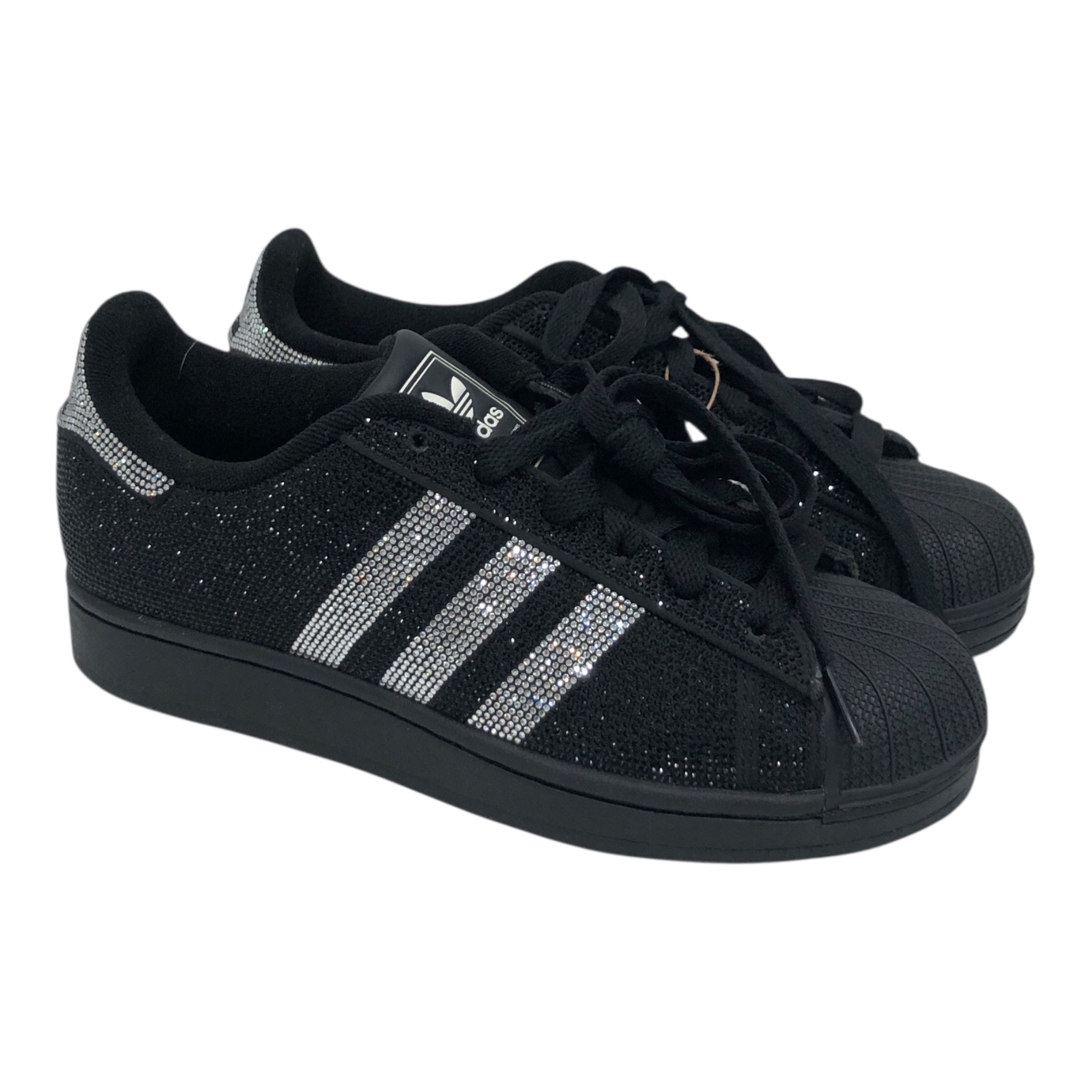 adidas/Low-Sneakers/US 7/Glitter/Cotton/BLK/Rhinestone Superstar view 1