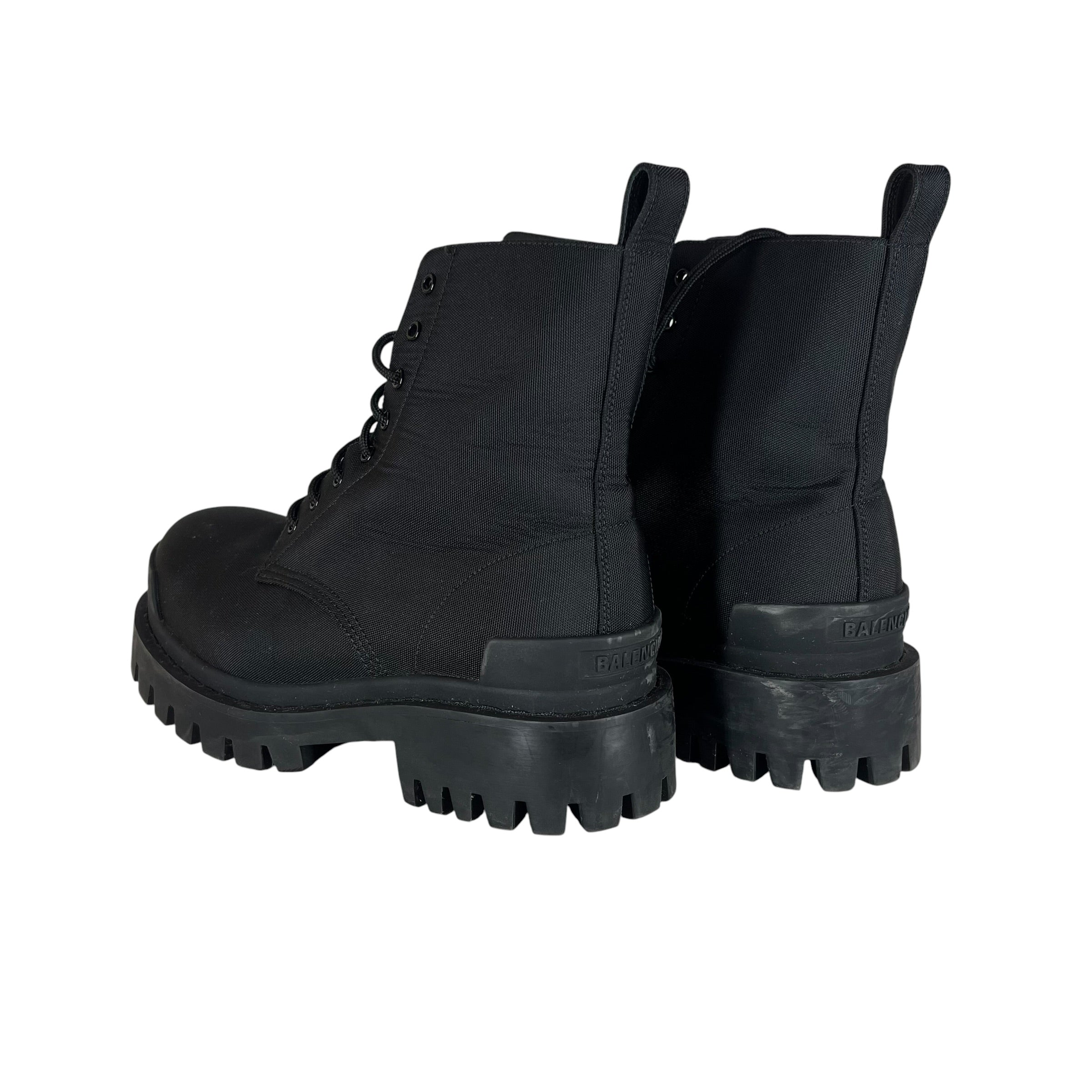 BALENCIAGA/Lace Up Boots/EU 37.5/Cotton/BLK/Canvas Strike Boots view 2