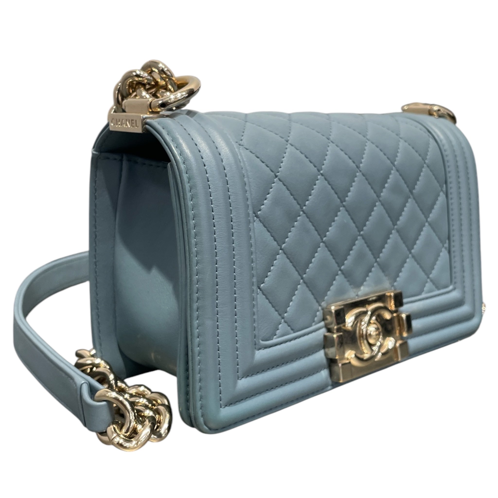 CHANEL/Clutch Bag/Leather/BLU/QUILTED SMALL BOY view 6