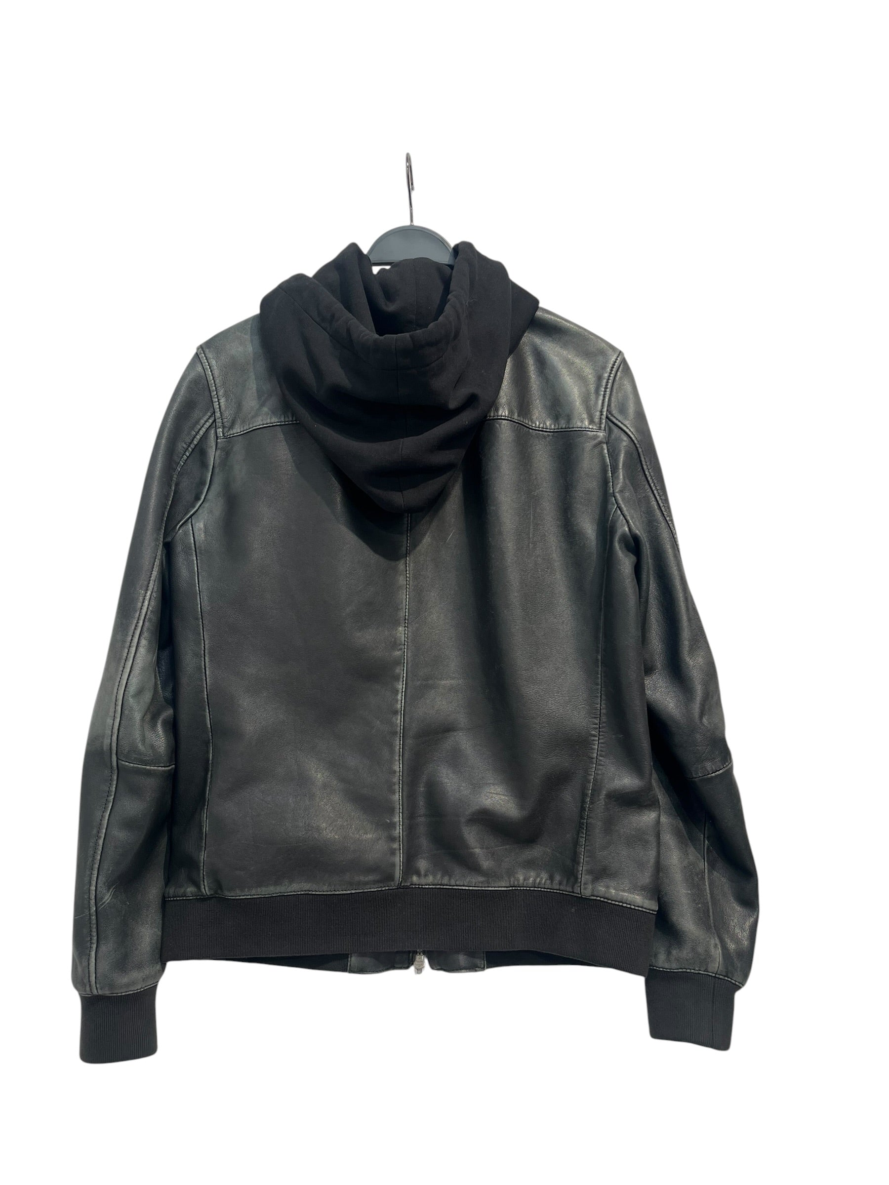 ALLSAINTS/Leather Jkt/M/Leather/BLK/BUILT IN HOODIE view 3