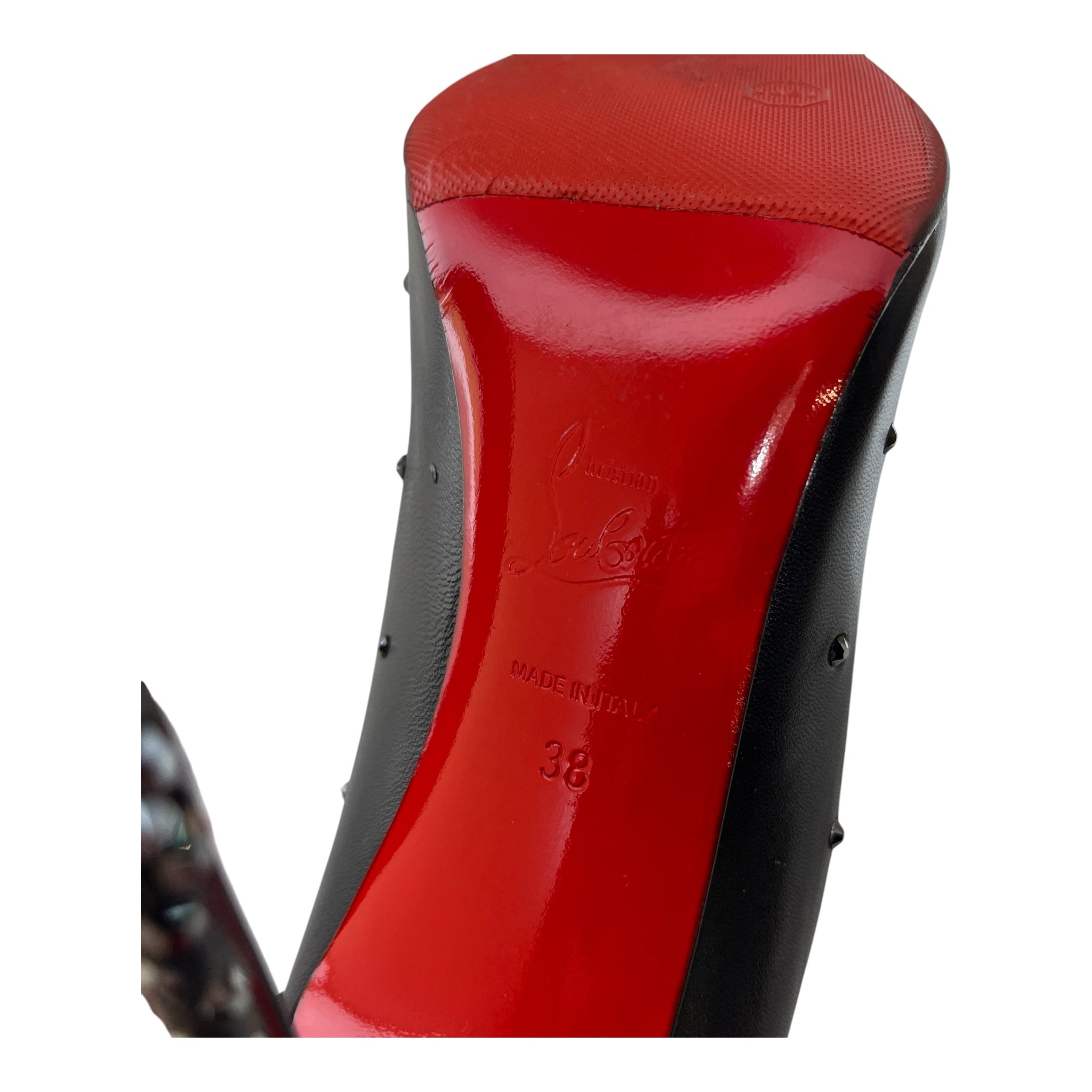 Christian Louboutin/Heels/US 8/Leather/BLK/Degtasstrass Rhinestone Toe view 4