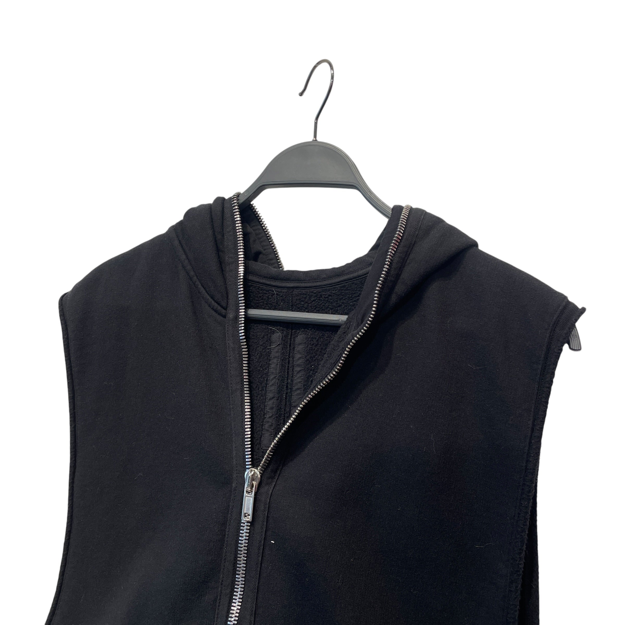 RICK OWENS DRKSHDW/Zip Up Hoodie/XS/Cotton/BLK/SLEEVELESS view 3