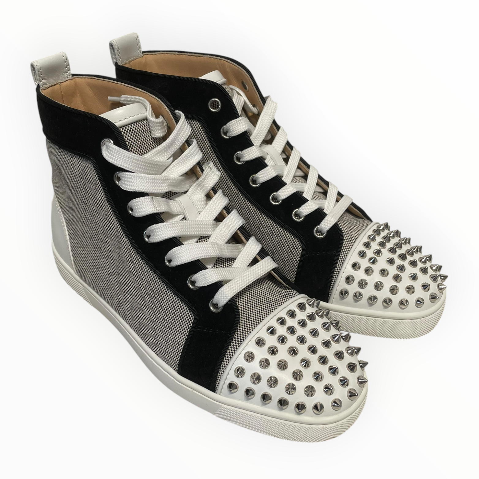 Christian Louboutin/Hi-Sneakers/EU 40/Cotton/GRY/SPIKES ORLATO FLAT view 1