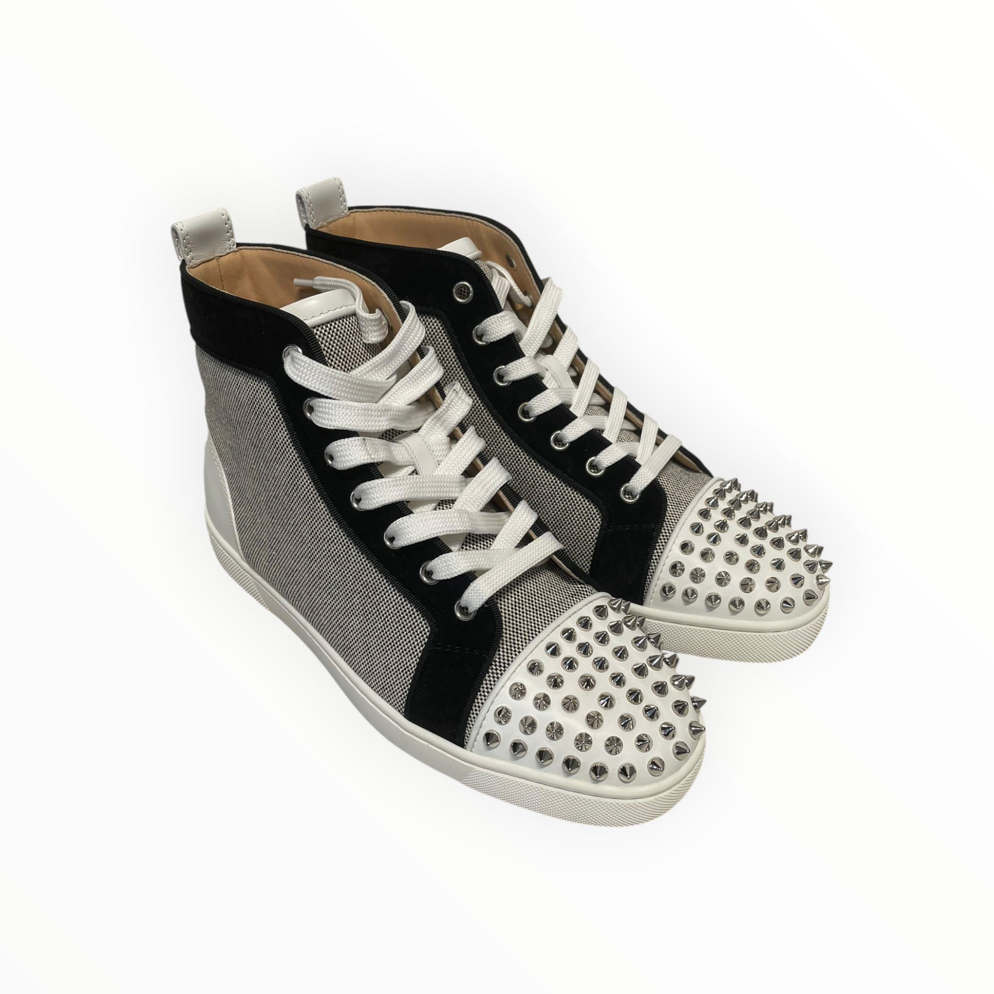 Christian Louboutin/Hi-Sneakers/EU 40/Cotton/GRY/SPIKES ORLATO FLAT view 1