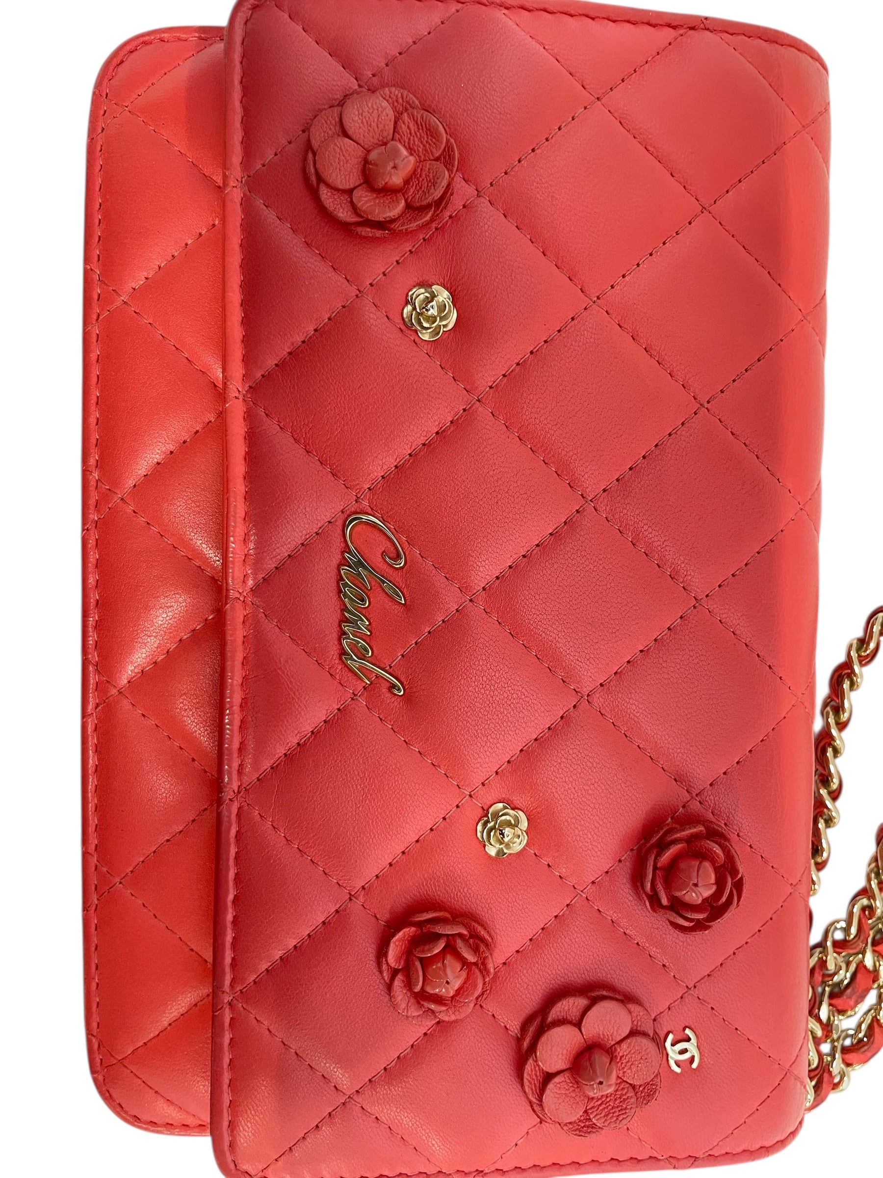 CHANEL/Cross Body Bag/Leather/PNK/camellia cc charm clutch view 6