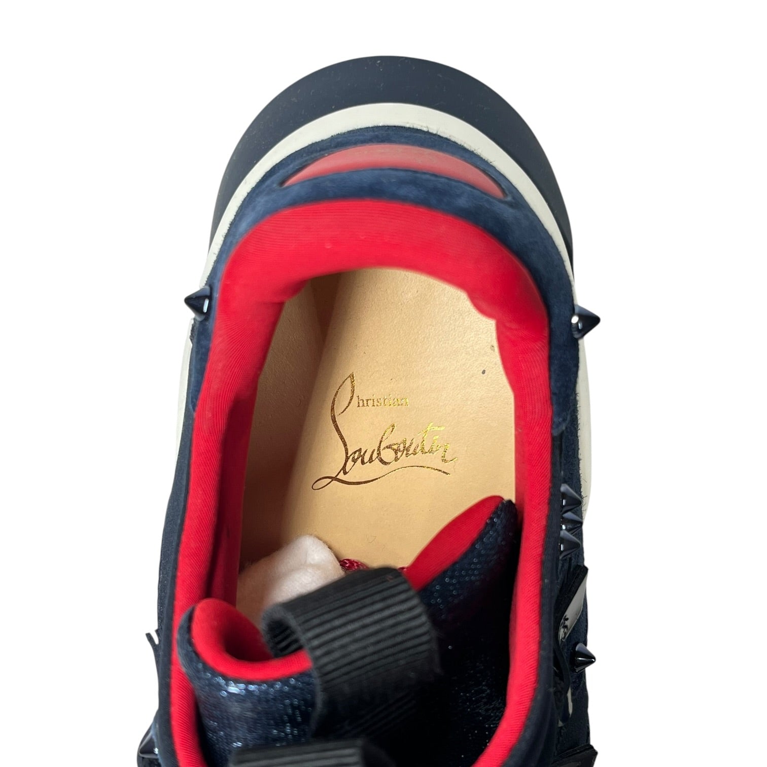 Christian Louboutin/Low-Sneakers/EU 42/Suede/NVY/Red Runner vrsion marine view 3