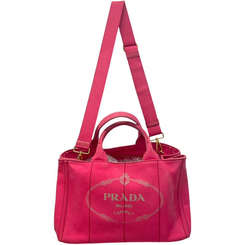 PRADA/Tote Bag[PO]/Pink/Cotton/Canapa Logo Tote