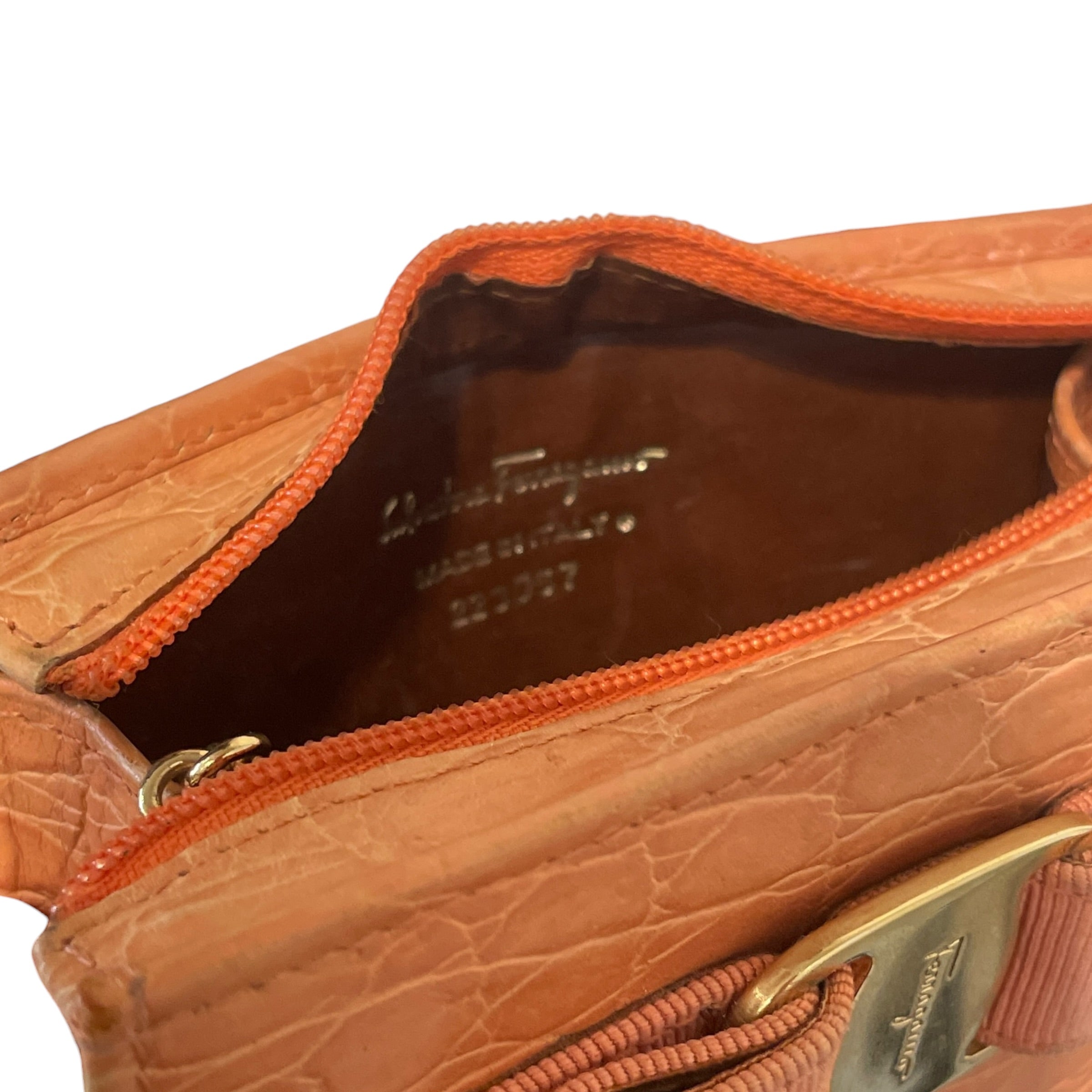 Salvatore Ferragamo/Accessories/Leather/ORN/Croc / Gold Lock view 3