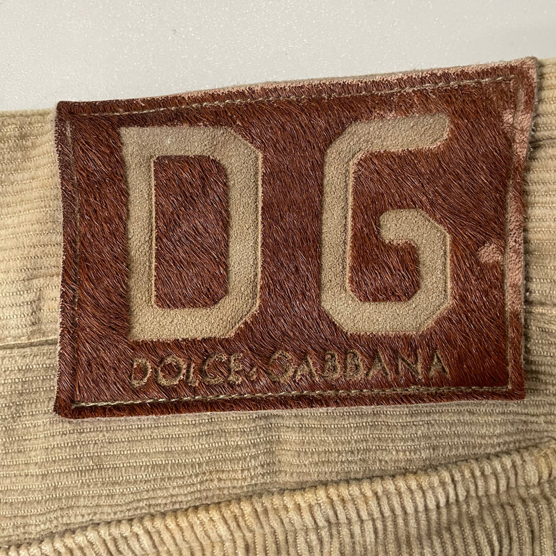 DOLCE&GABBANA/Pants/46/Velour/KHK/CORDUROY/BROWN PATCH ON BACK