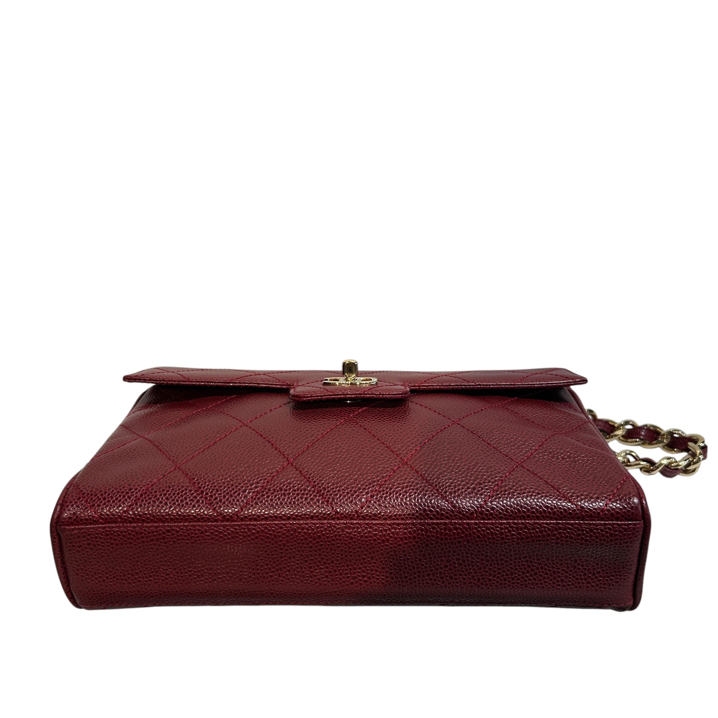 CHANEL/Hand Bag/Leather/RED/Caviar Flap Bag view 3