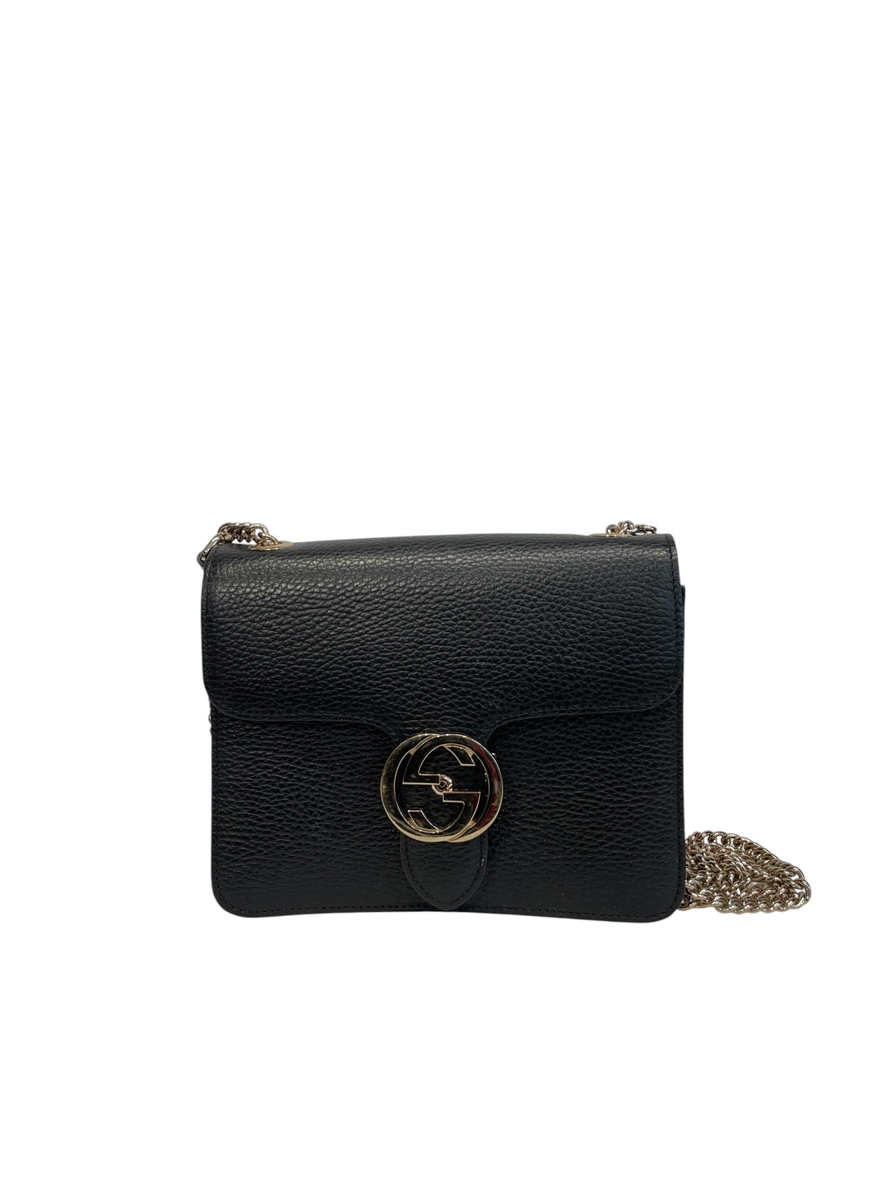 GUCCI/Cross Body Bag/Leather/BLK/INTERLOCKING CHAIN SHOULDER view 5