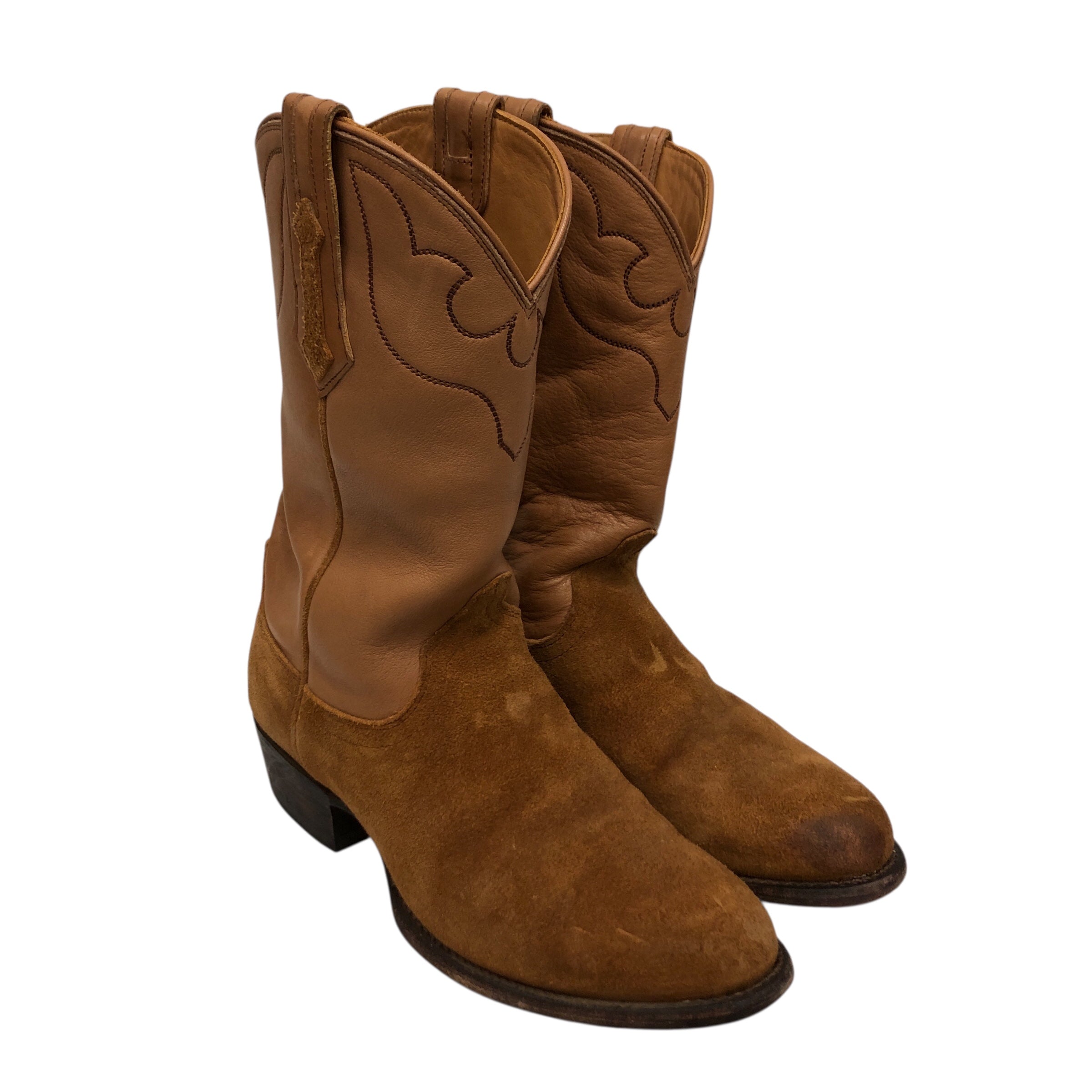 TECOVAS/Cowboy Boots/US 8/Suede/BRW/dark browl heel view 1