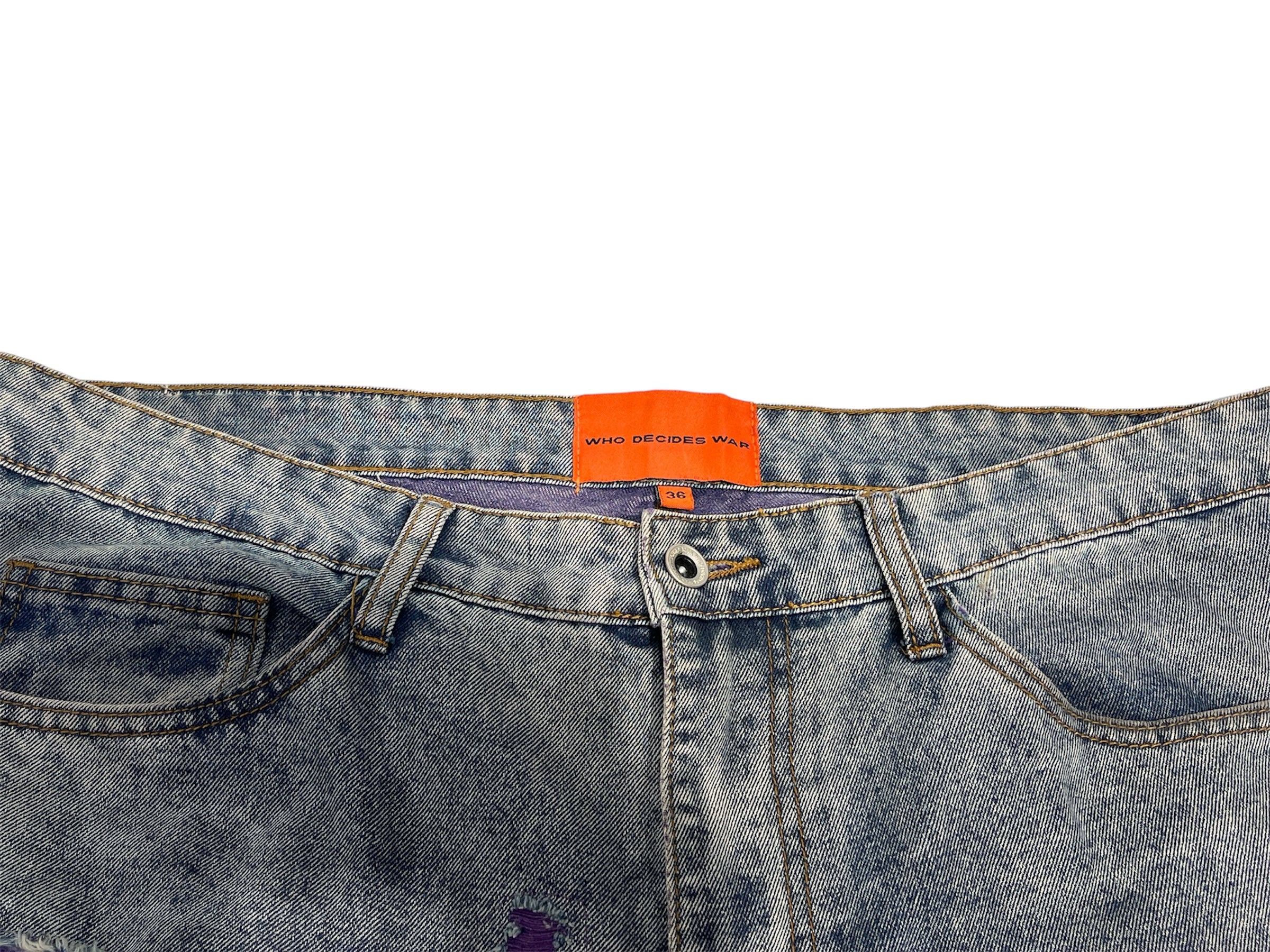 WHO DECIDES WAR/Pants/36/Cotton/PPL/DISTRESSED WINDOW PANE JEANS view 3