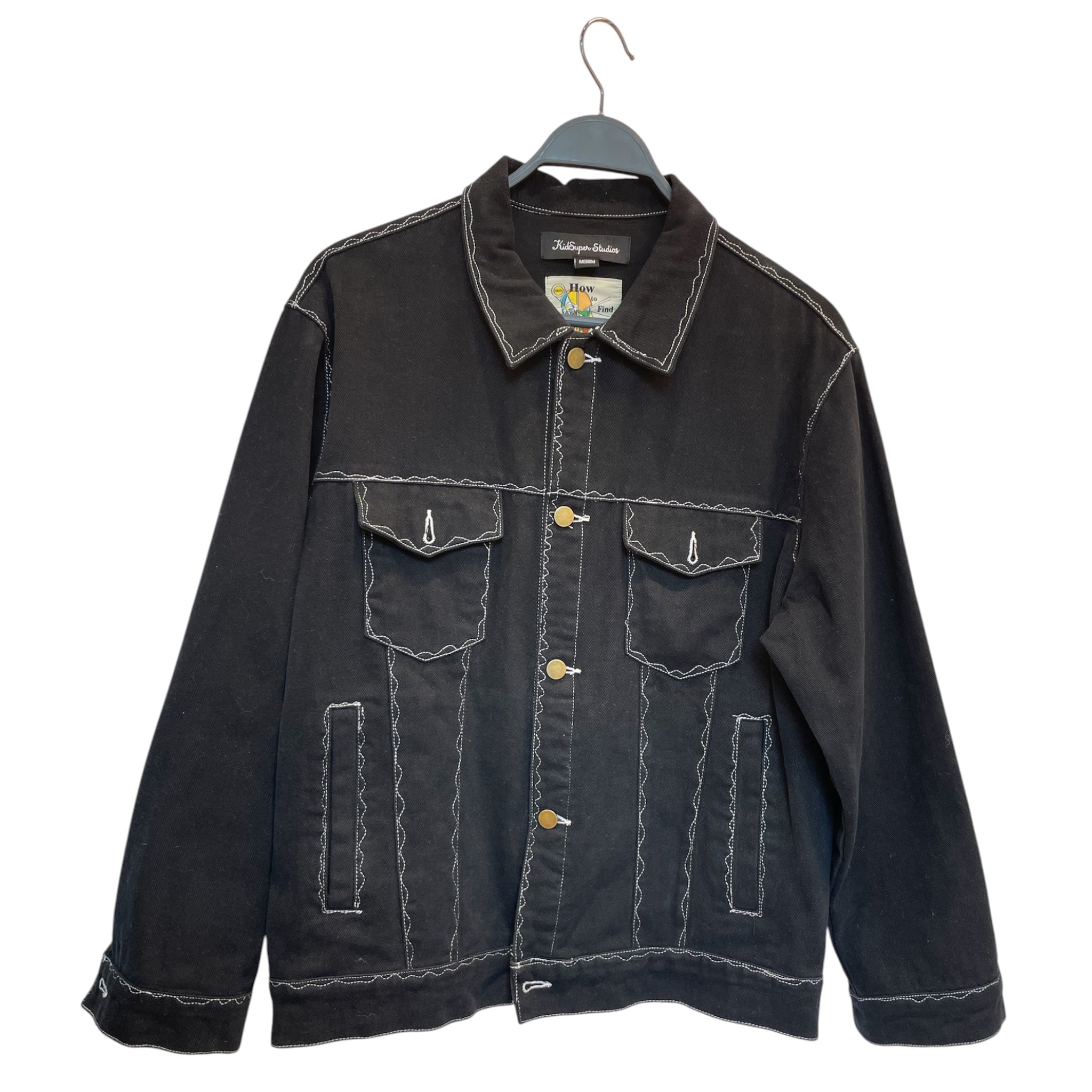 KIDSUPER STUDIOS/Denim Jkt/M/Corduroy/BLK/MESSY STICHED view 1