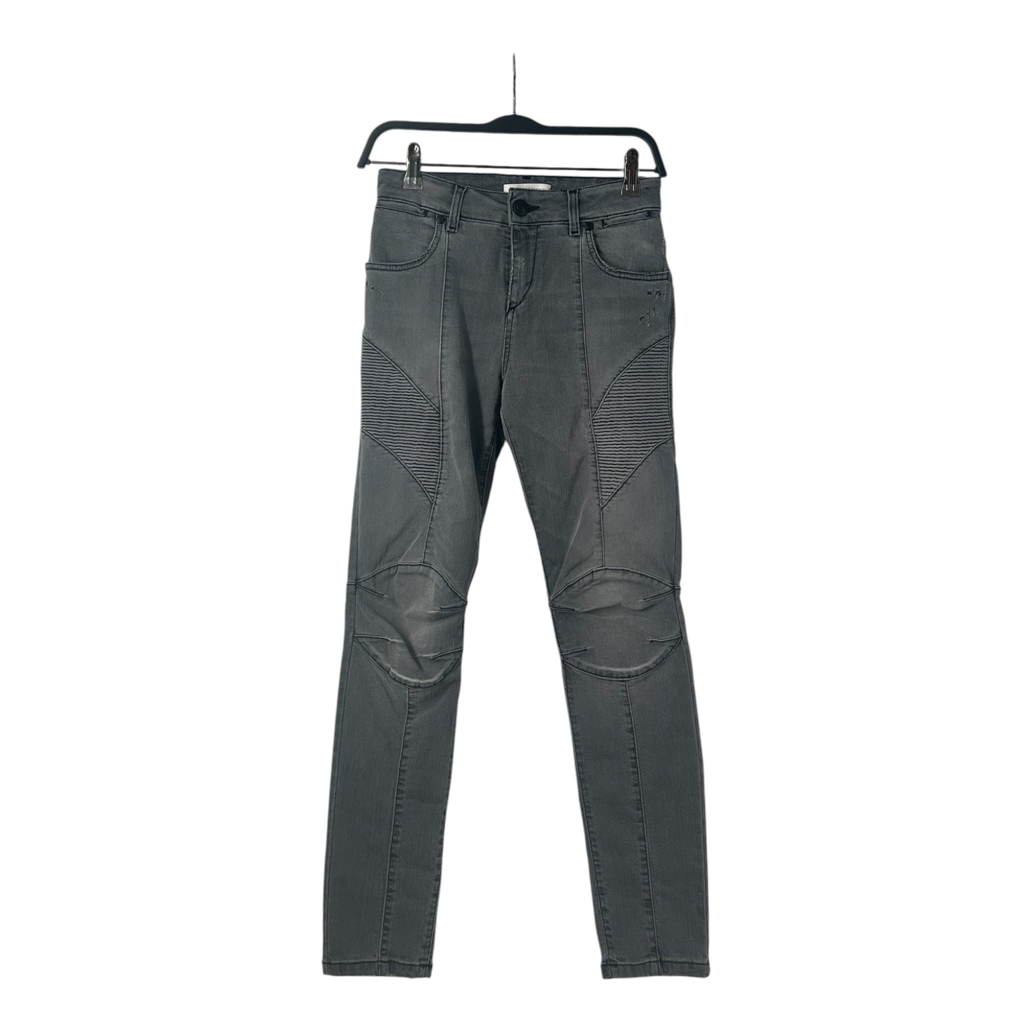 PIERRE BALMAIN/Skinny Pants/25/Denim/GRY/BLK STITCHING MOTO DBL KNEE view 1