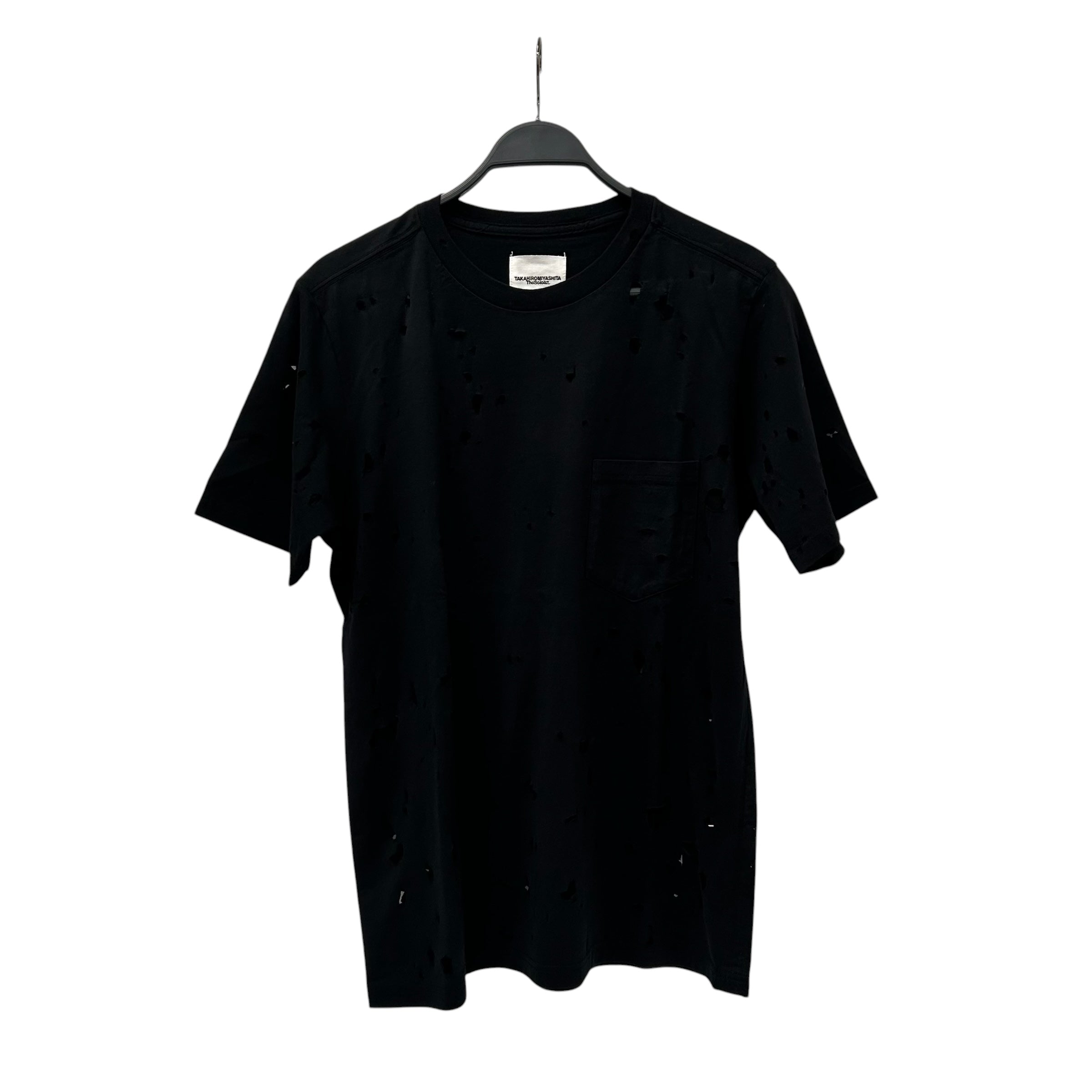 TAKAHIROMIYASHITA TheSoloist./T-Shirt/35/Cotton/BLK/Distressed Pocket Tee view 1
