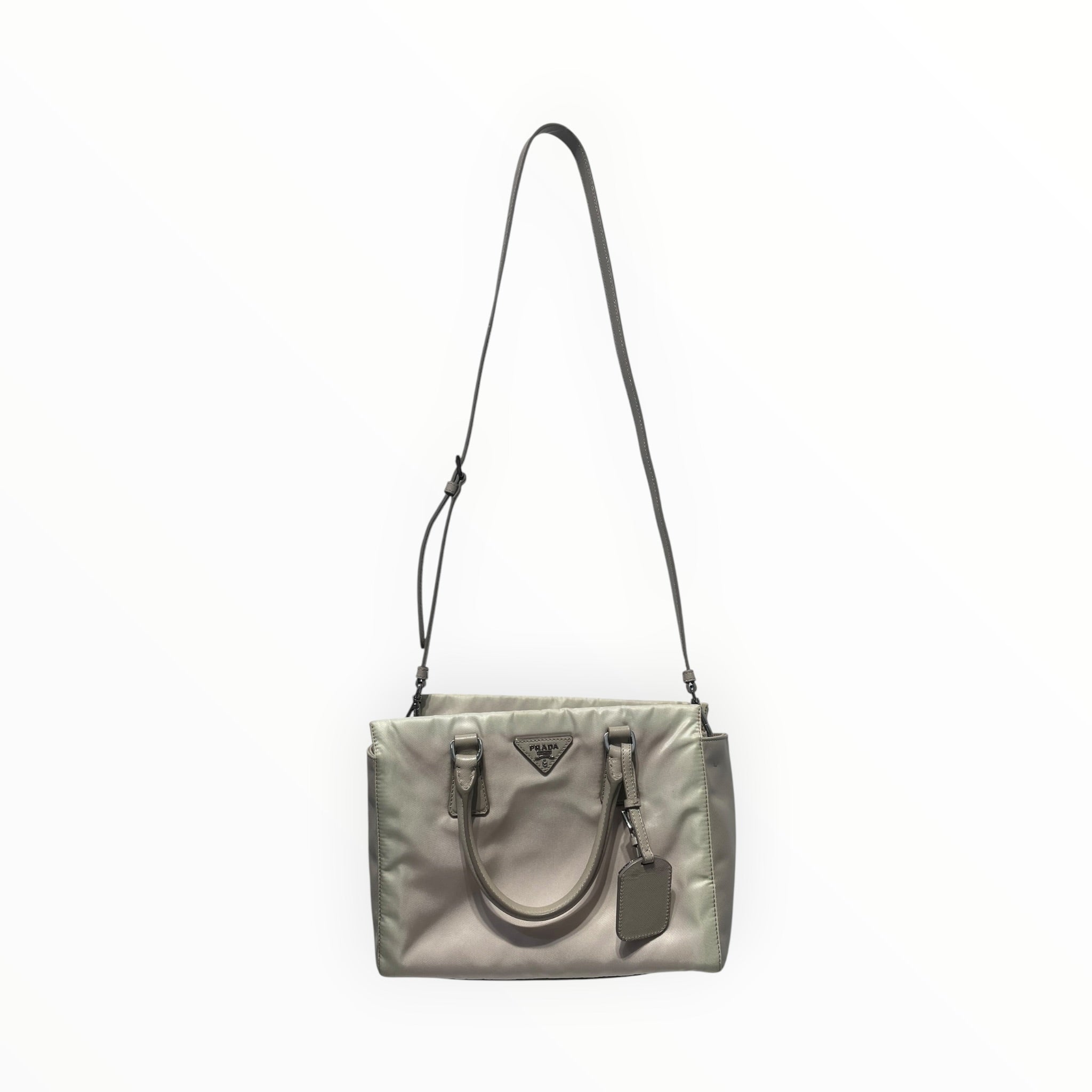 PRADA/Cross Body Bag/Nylon/GRY/Nylon tote view 1