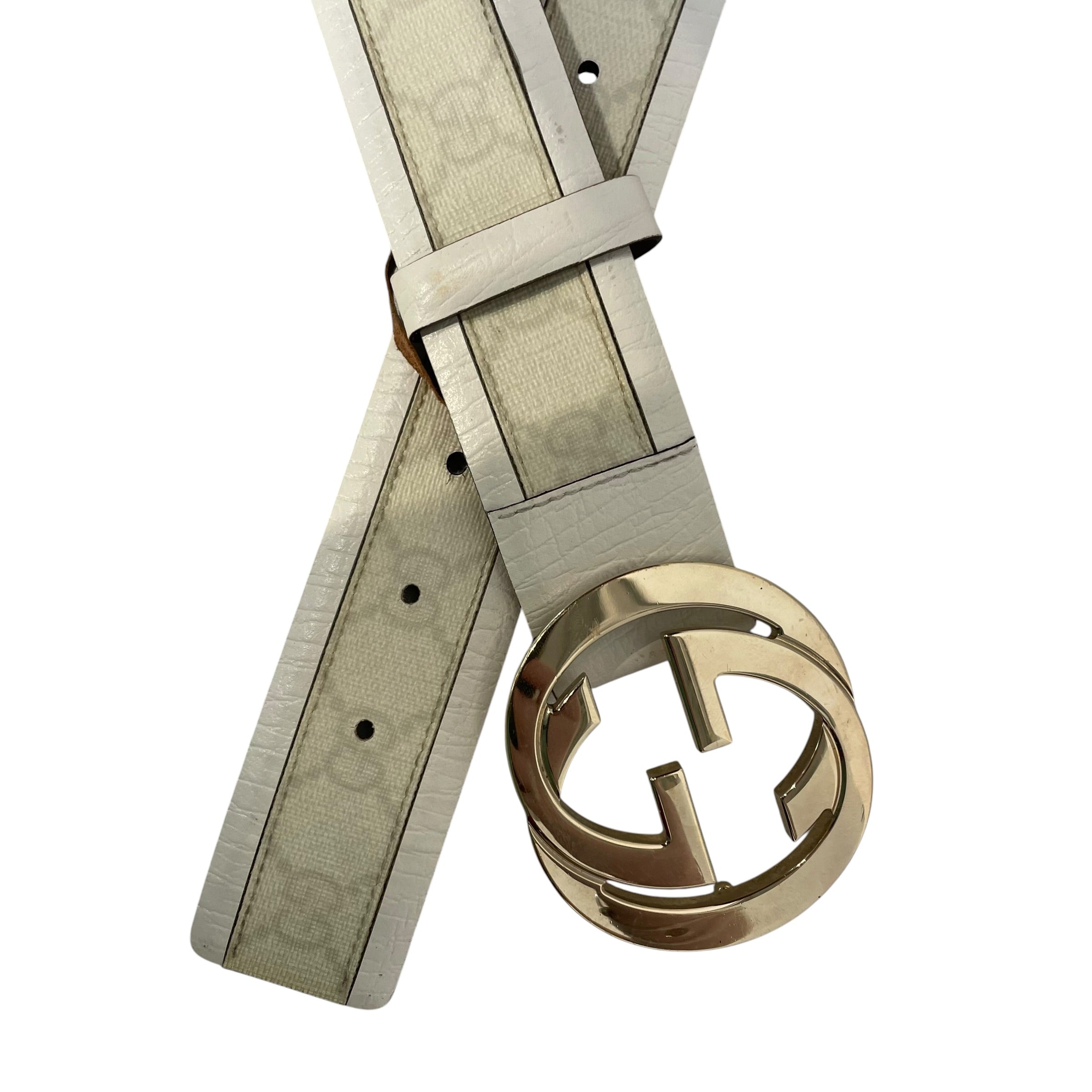 GUCCI/Belt/Monogram/Leather/WHT/L's/ view 2