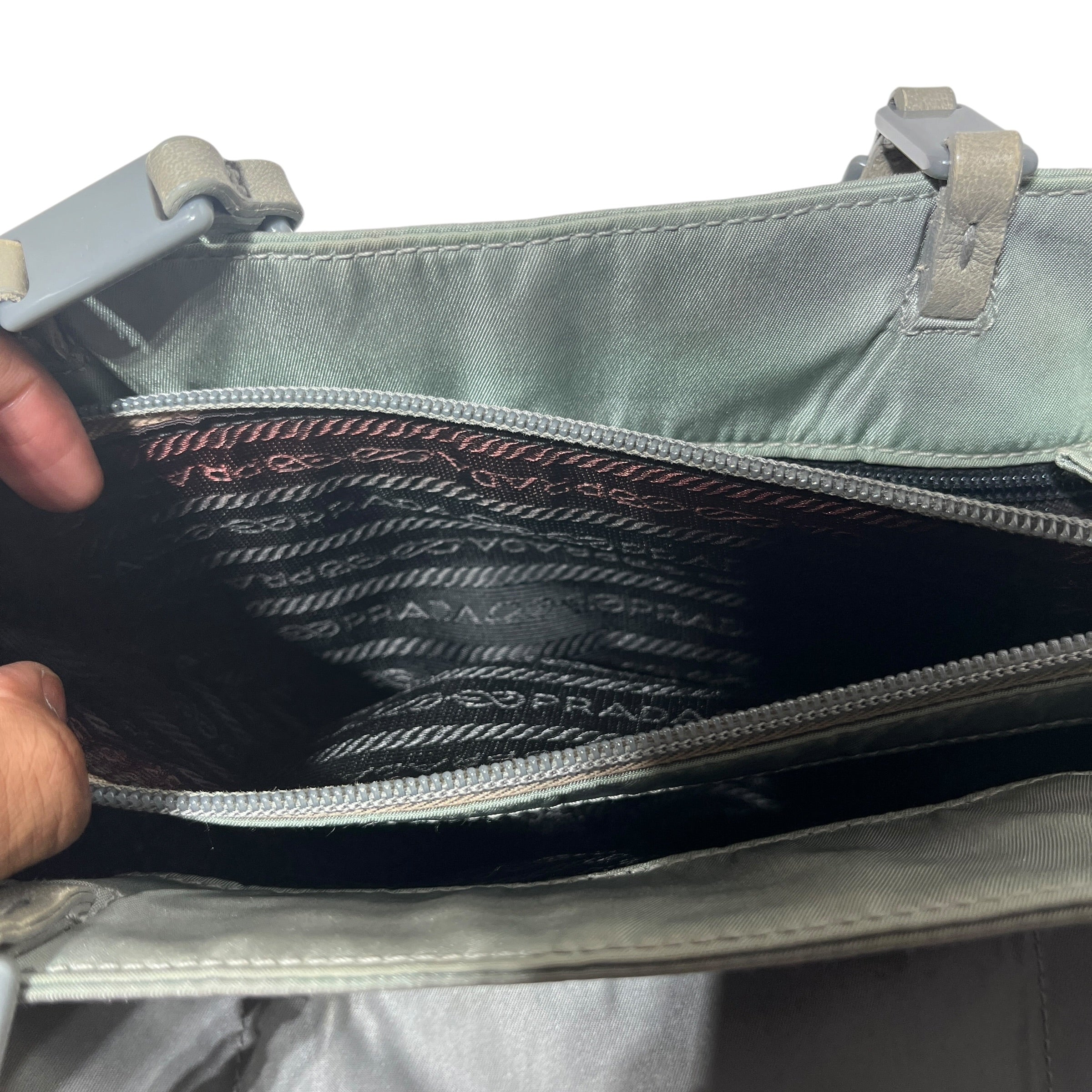 PRADA/Hand Bag/Nylon/GRY/Chain Straps Tote Quilted view 6