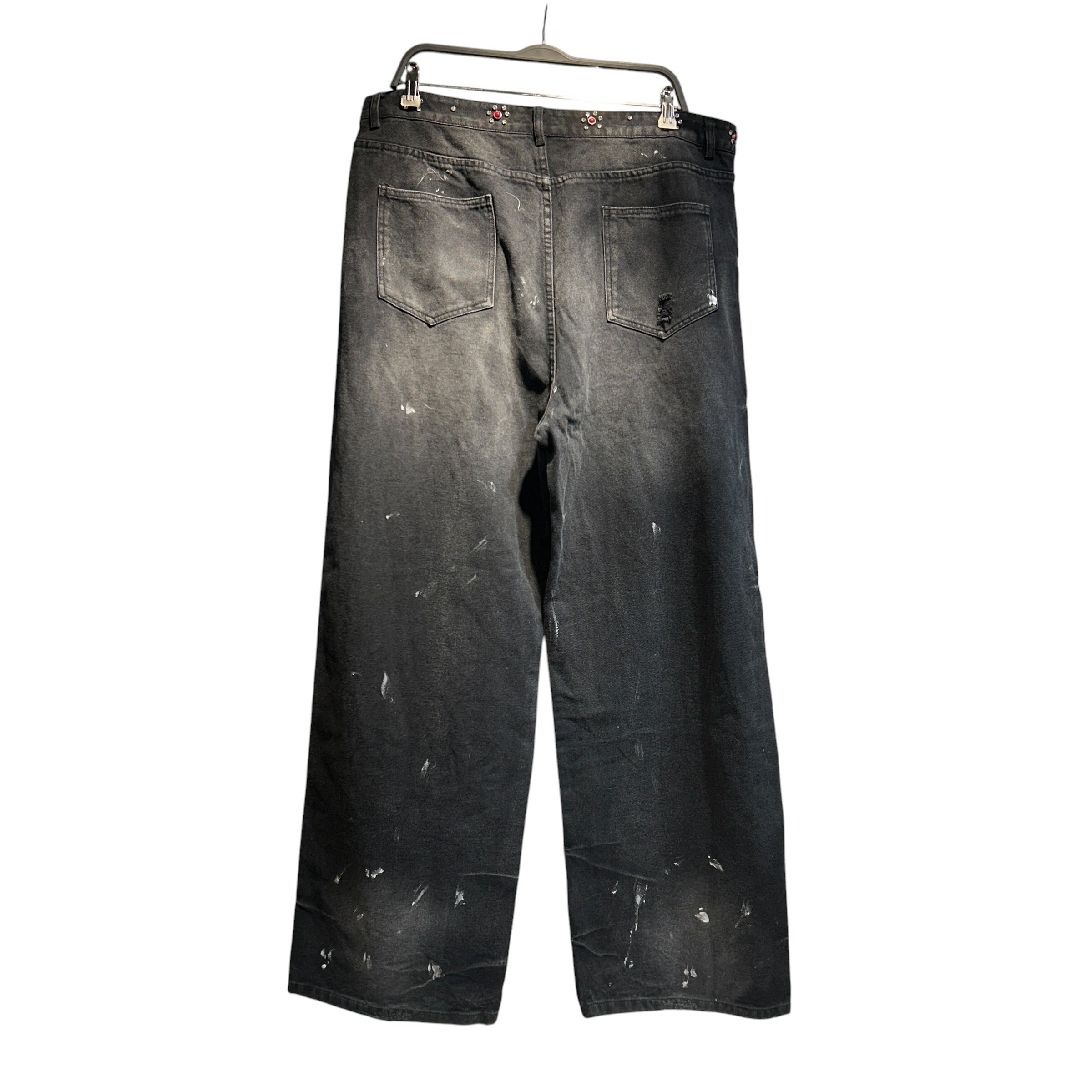 vale/Carpenter Pants/34/Denim/BLK/Distressed/bejeweled view 2