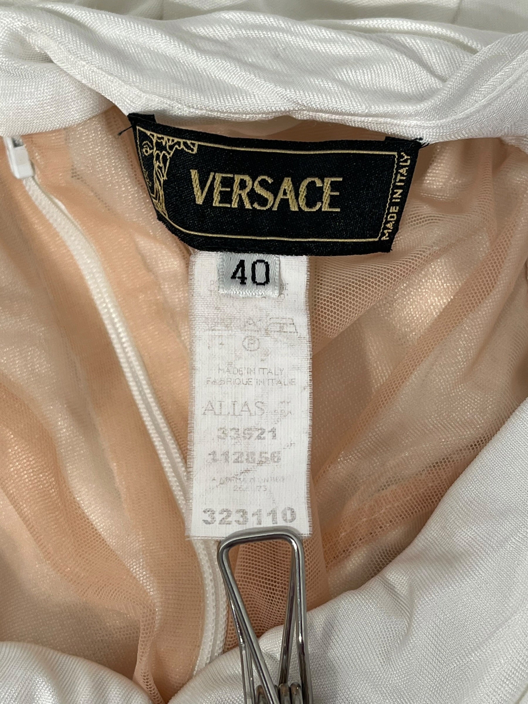 VERSACE/Dress/40/Polyester/WHT/Midi Length/2004 RUNWAY KNOTTED FRONT view 4