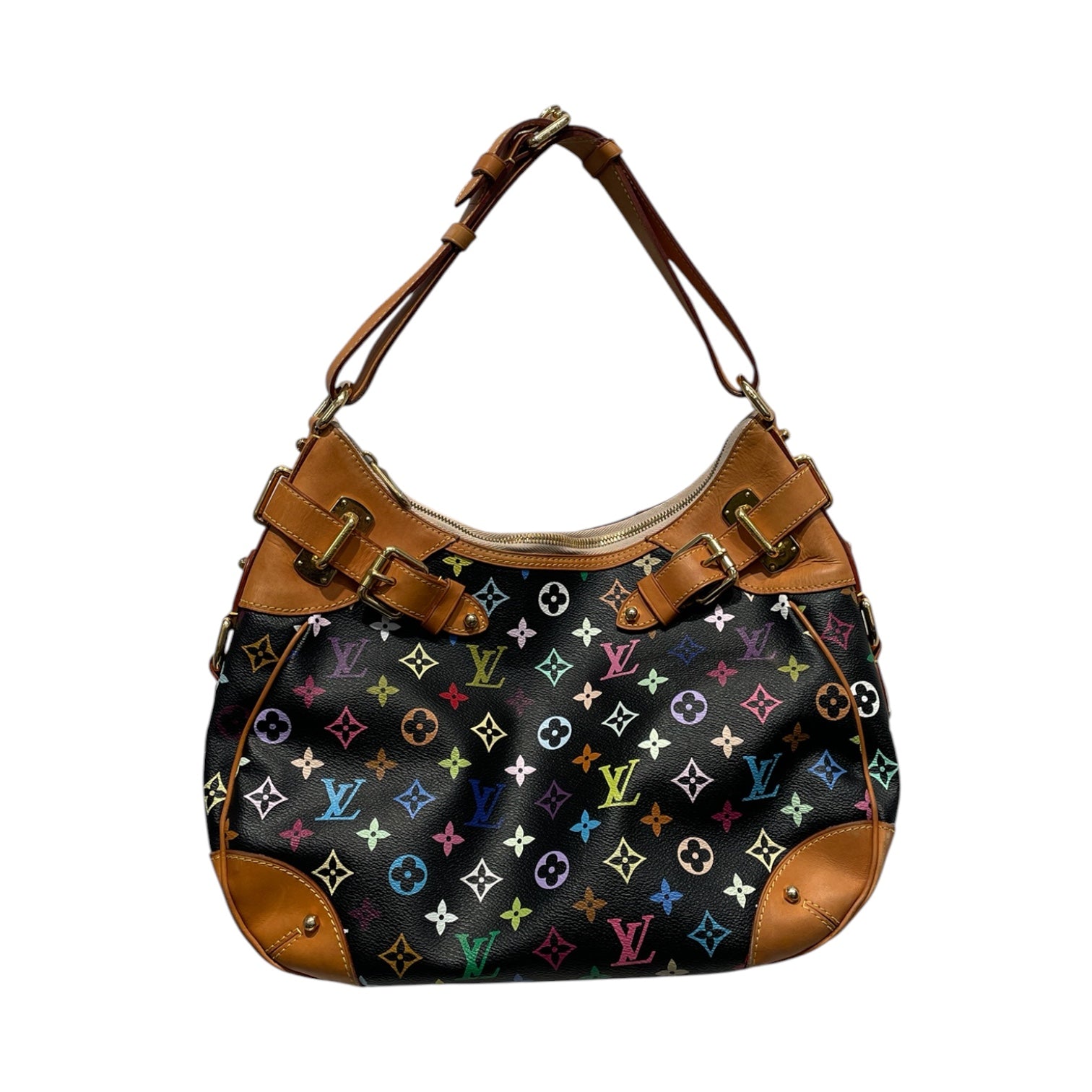 LOUIS VUITTON/Bag/Monogram/Leather/BLK/Murakami Greta Hobo view 1